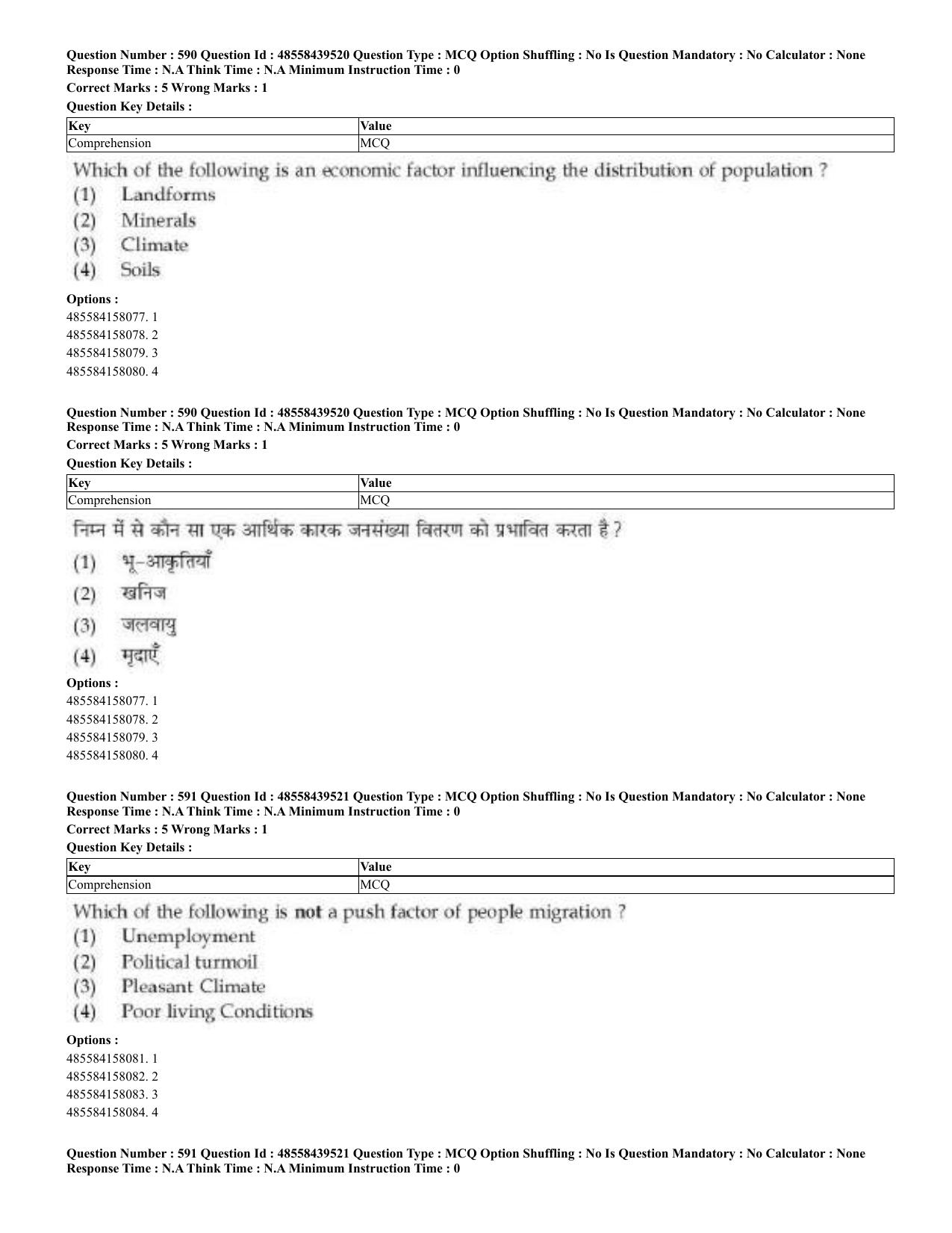 CUET 2023 English Hindi Shift 3 Question Papers - 02 Jul 2023 - Page 564