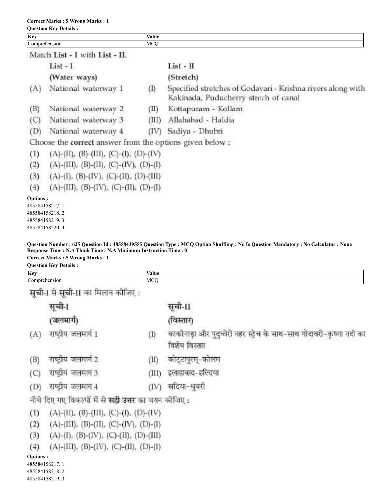CUET 2023 English Hindi Shift 3 Question Papers - 02 Jul 2023 - Page 592