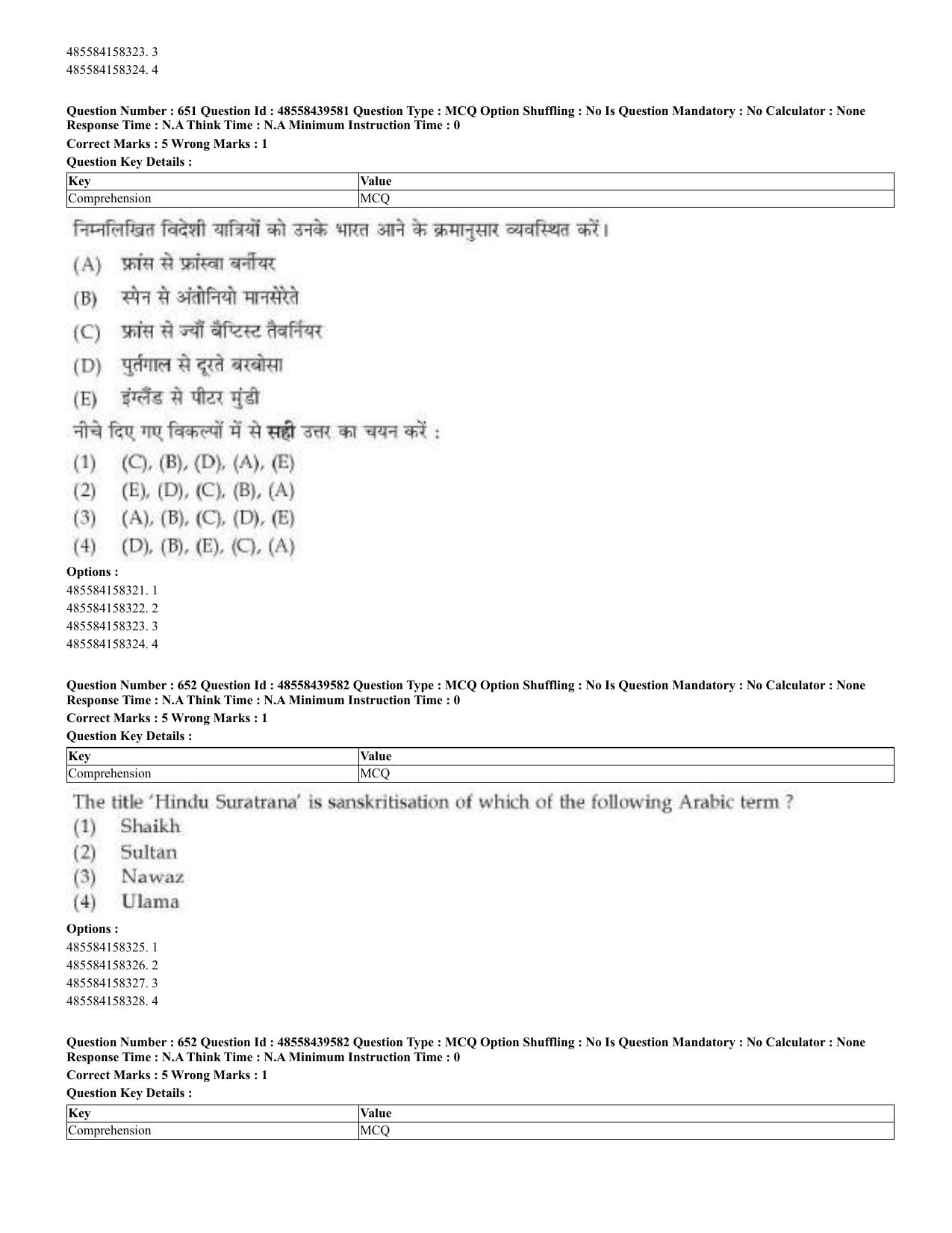 CUET 2023 English Hindi Shift 3 Question Papers - 02 Jul 2023 - Page 625