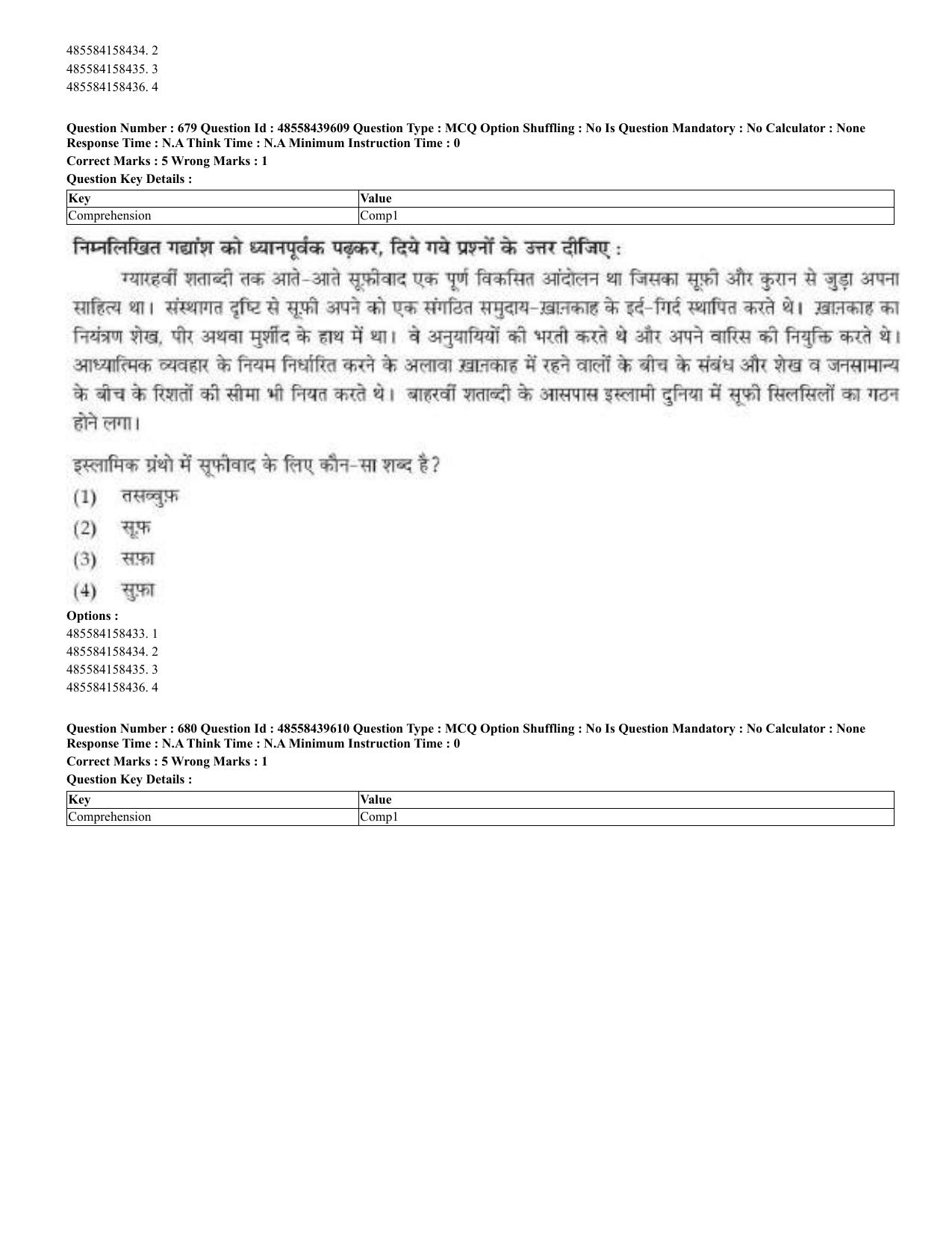 CUET 2023 English Hindi Shift 3 Question Papers - 02 Jul 2023 - Page 648