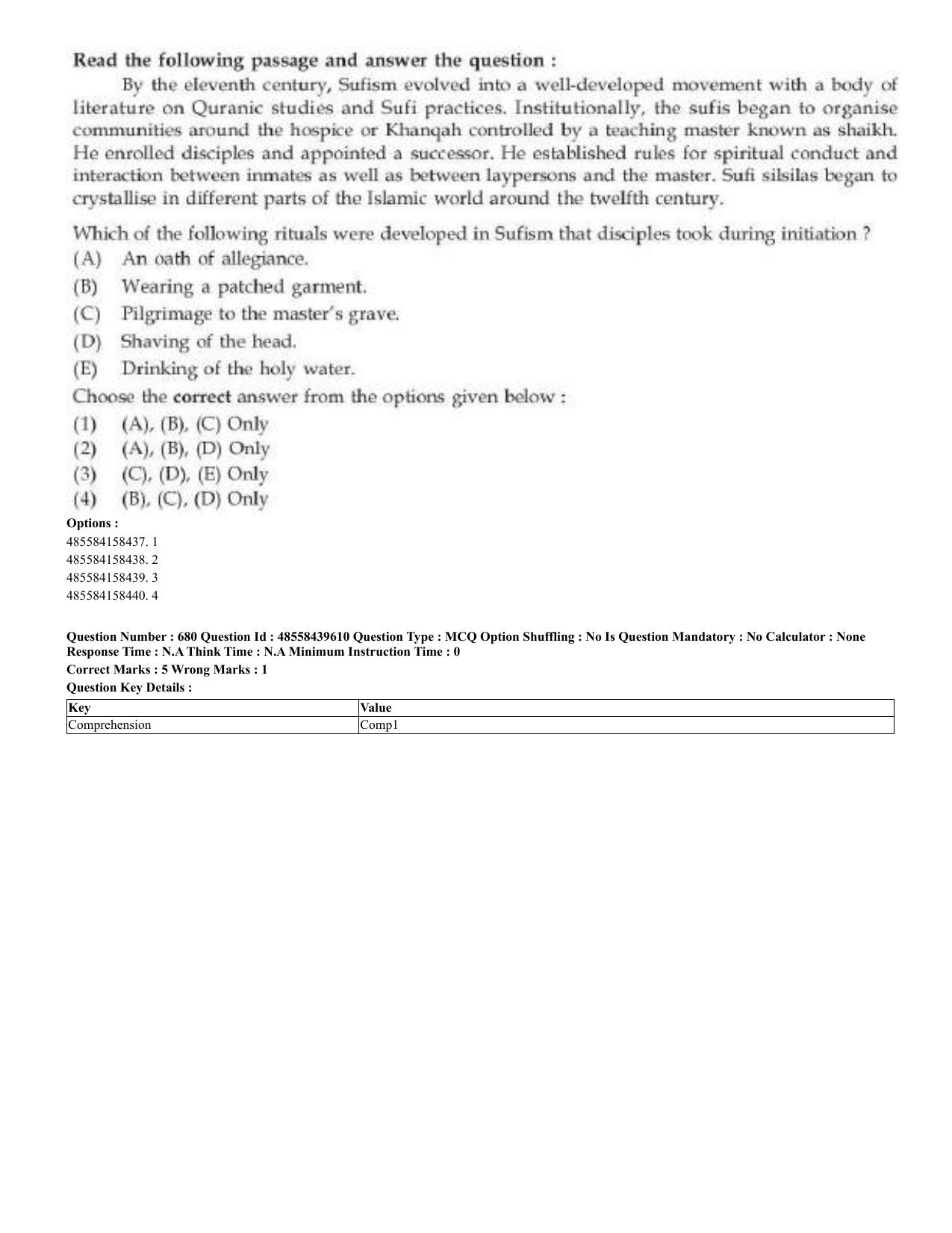 CUET 2023 English Hindi Shift 3 Question Papers - 02 Jul 2023 - Page 649