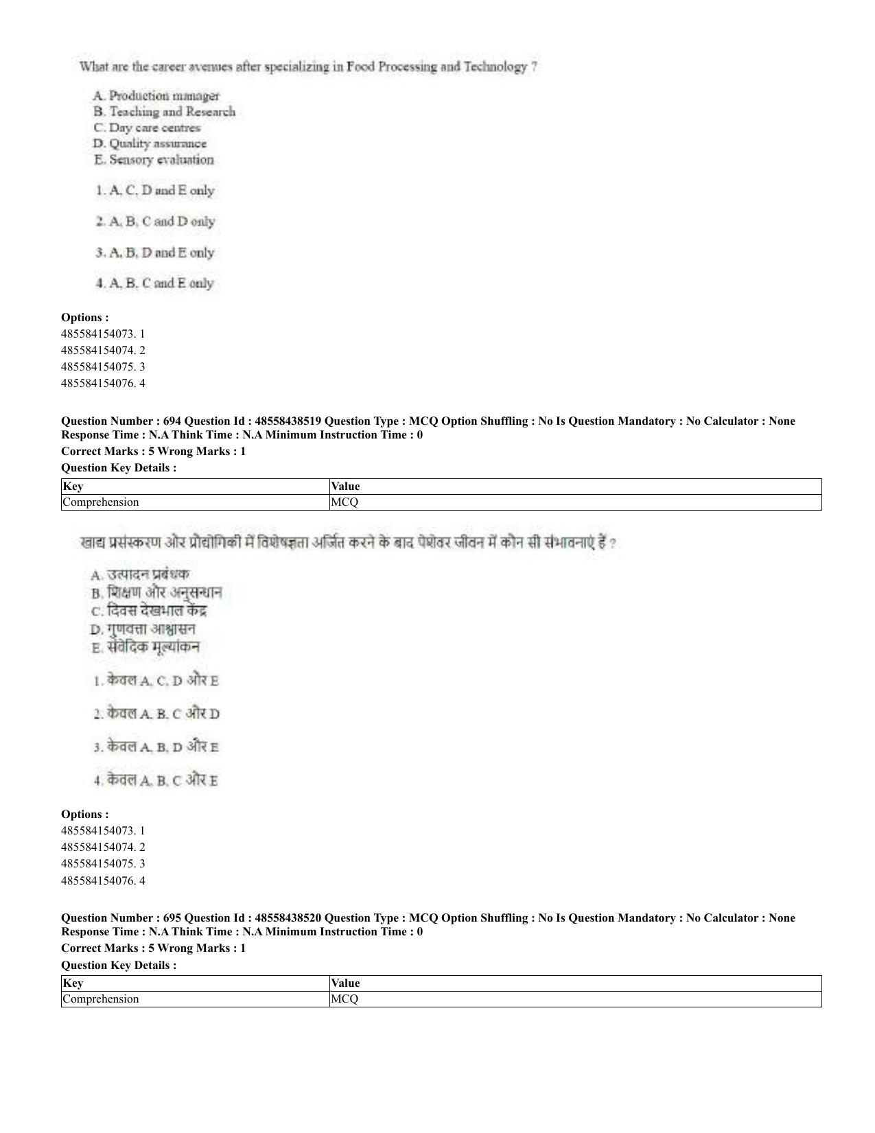 CUET 2023 English Hindi Shift 3 Question Papers - 02 Jul 2023 - Page 663
