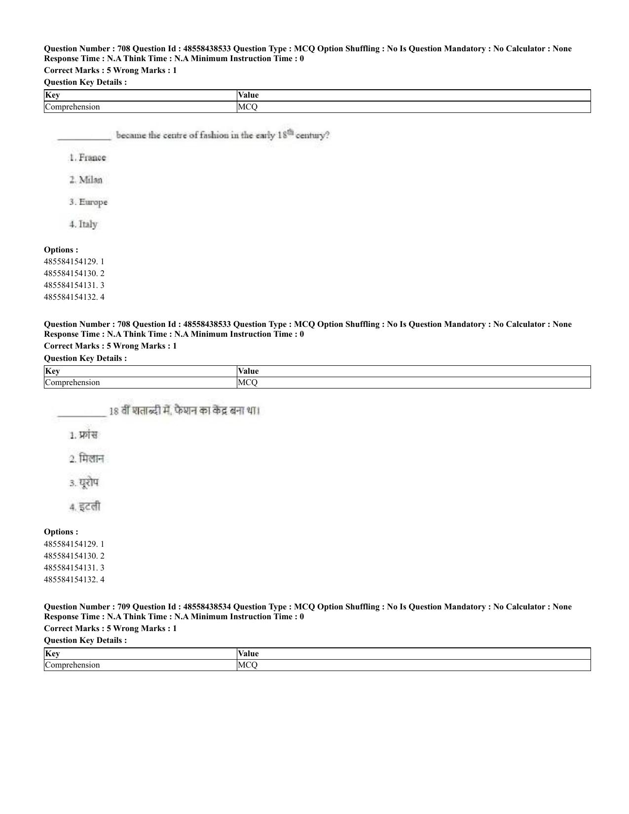 CUET 2023 English Hindi Shift 3 Question Papers - 02 Jul 2023 - Page 675