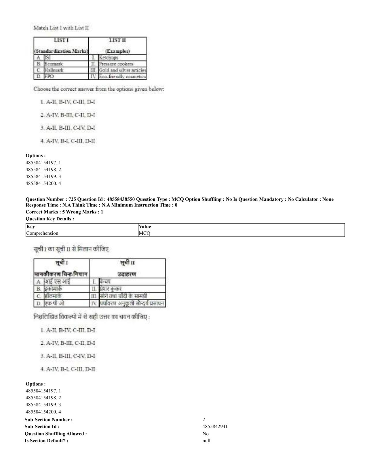 CUET 2023 English Hindi Shift 3 Question Papers - 02 Jul 2023 - Page 690