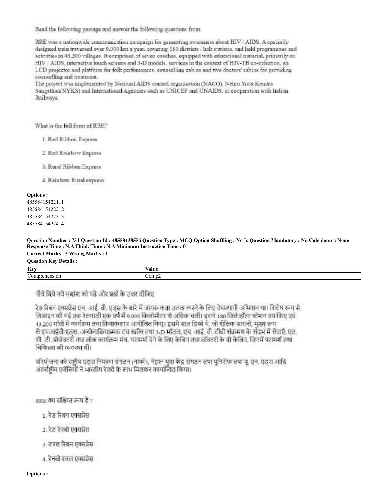 CUET 2023 English Hindi Shift 3 Question Papers - 02 Jul 2023 - Page 701