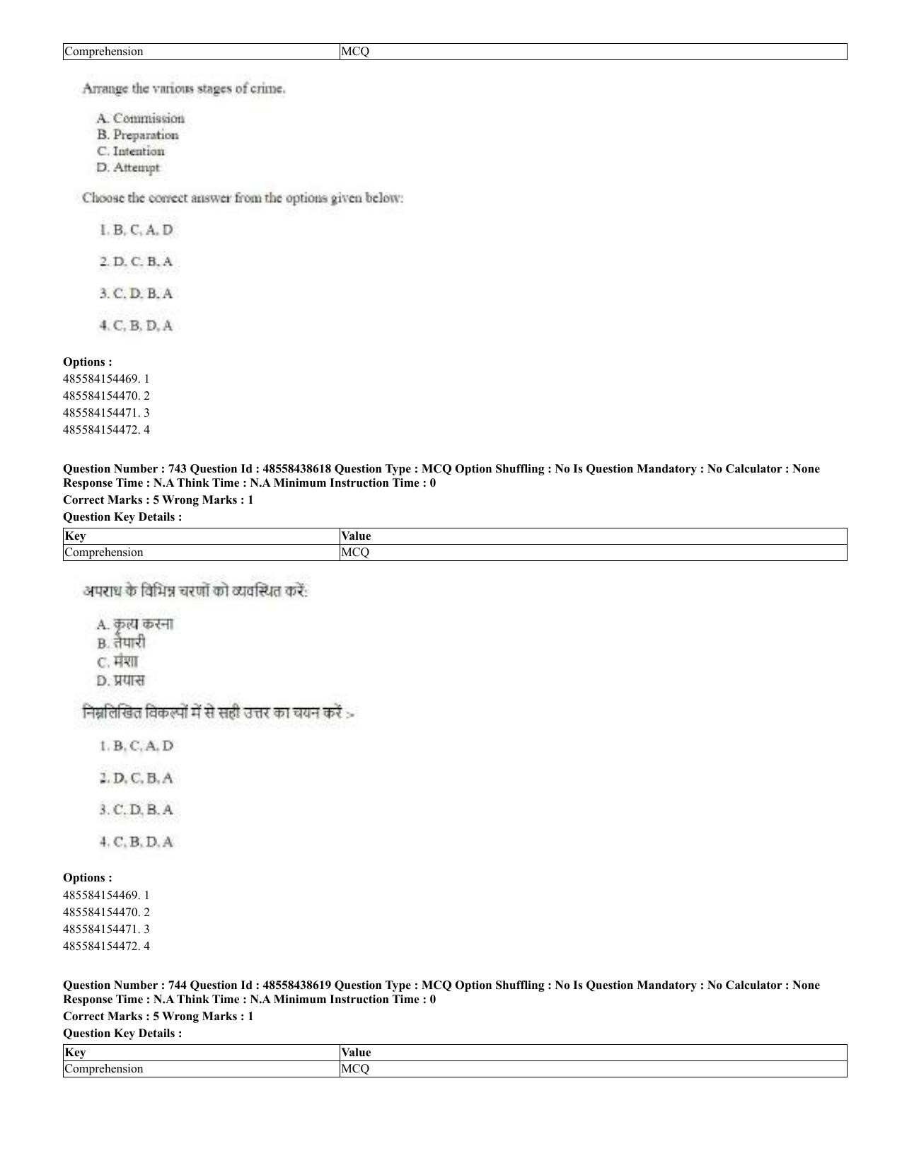 CUET 2023 English Hindi Shift 3 Question Papers - 02 Jul 2023 - Page 714