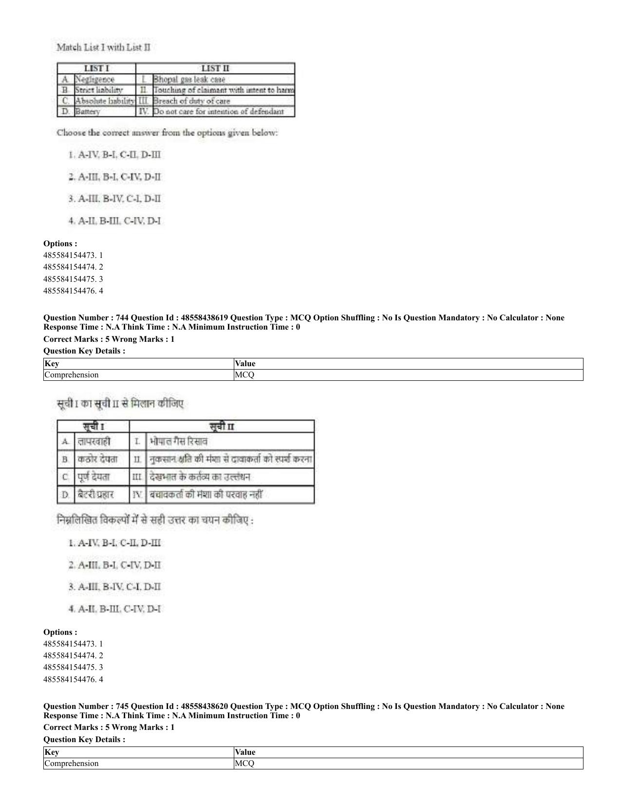 CUET 2023 English Hindi Shift 3 Question Papers - 02 Jul 2023 - Page 715