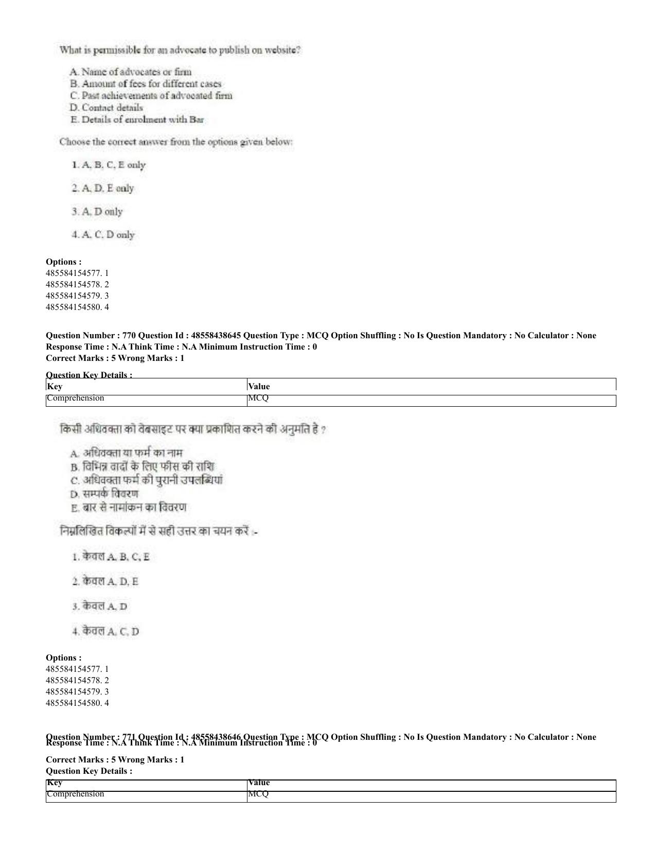 CUET 2023 English Hindi Shift 3 Question Papers - 02 Jul 2023 - Page 739
