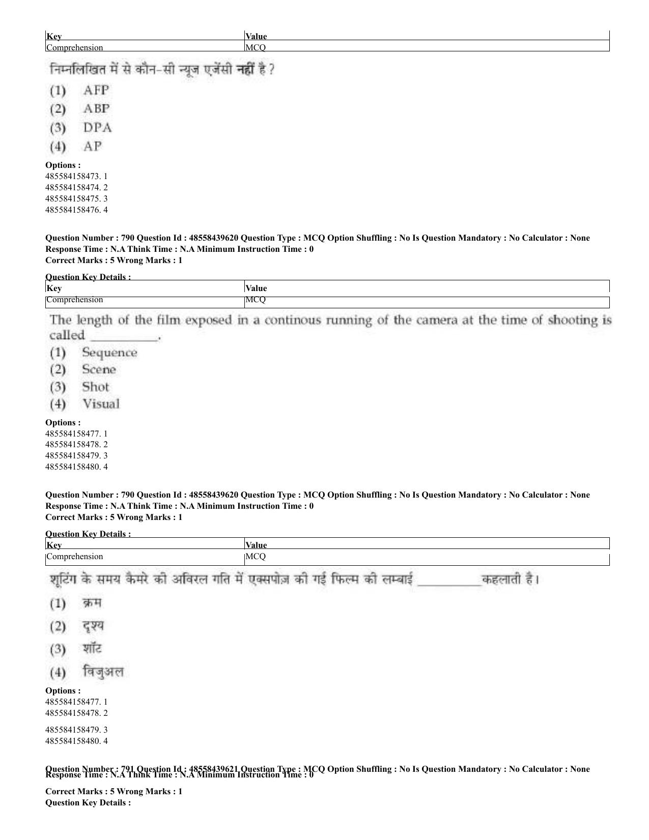CUET 2023 English Hindi Shift 3 Question Papers - 02 Jul 2023 - Page 758