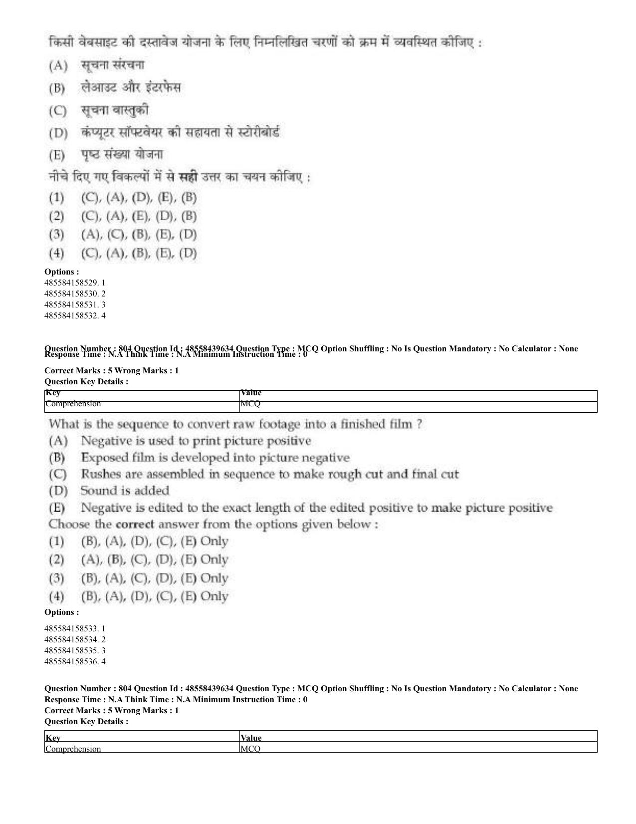 CUET 2023 English Hindi Shift 3 Question Papers - 02 Jul 2023 - Page 768