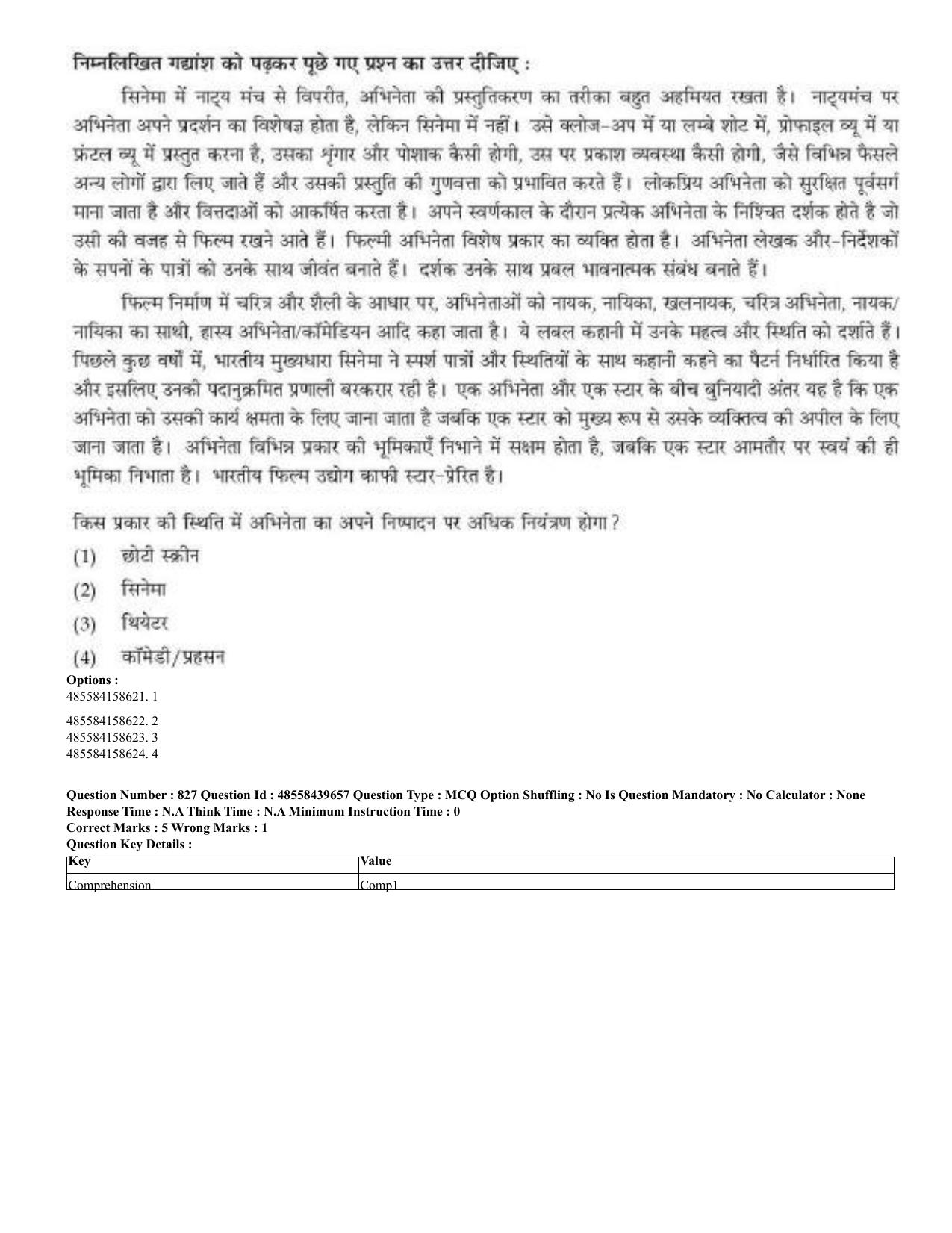 CUET 2023 English Hindi Shift 3 Question Papers - 02 Jul 2023 - Page 787