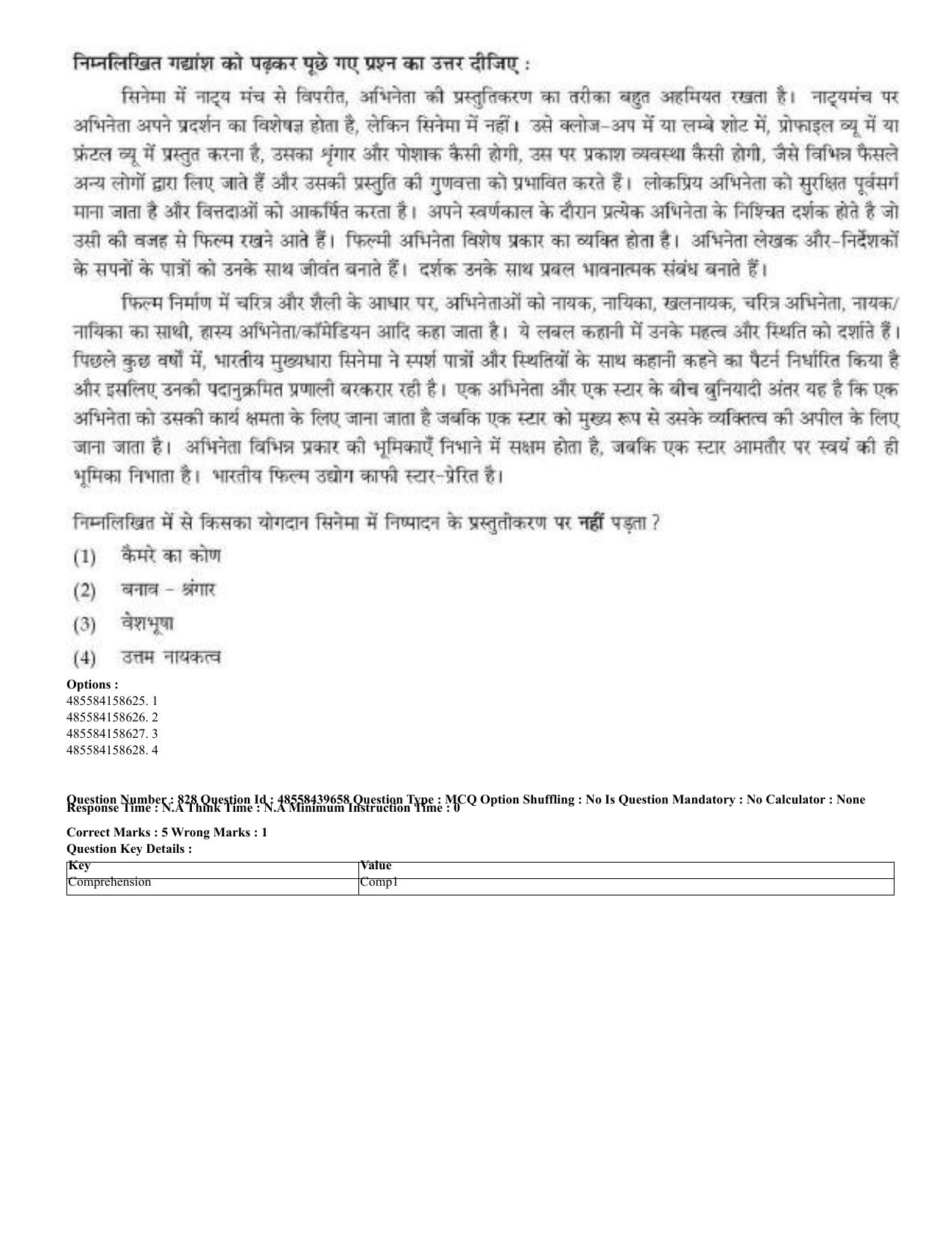 CUET 2023 English Hindi Shift 3 Question Papers - 02 Jul 2023 - Page 789