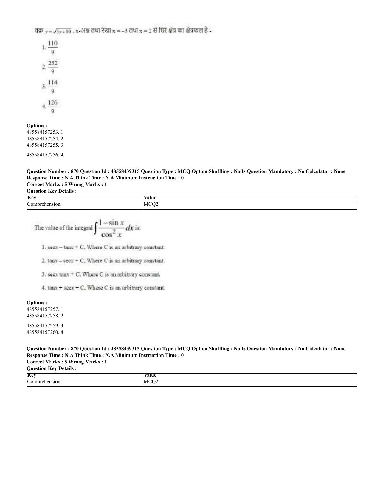 CUET 2023 English Hindi Shift 3 Question Papers - 02 Jul 2023 - Page 836