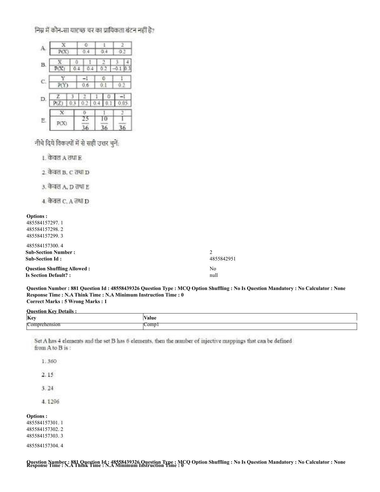 CUET 2023 English Hindi Shift 3 Question Papers - 02 Jul 2023 - Page 847