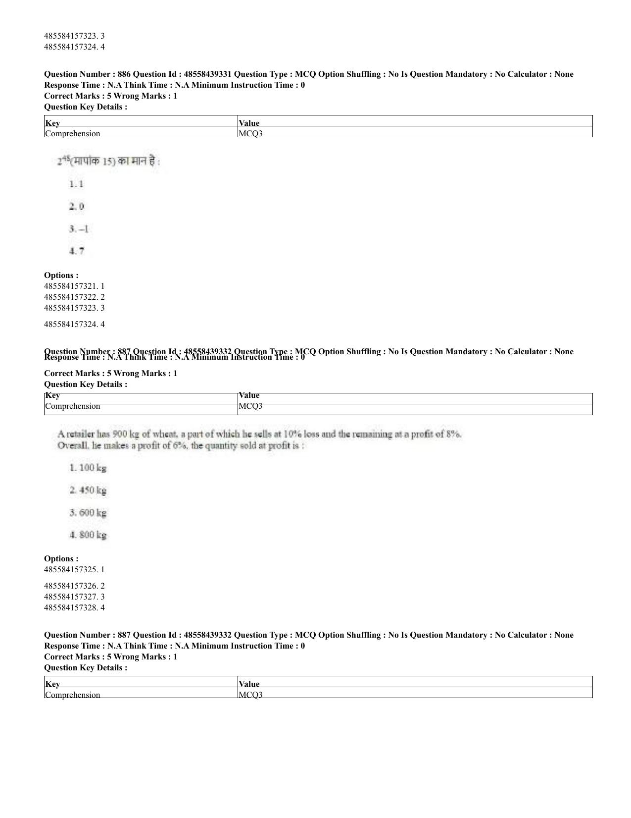 CUET 2023 English Hindi Shift 3 Question Papers - 02 Jul 2023 - Page 852