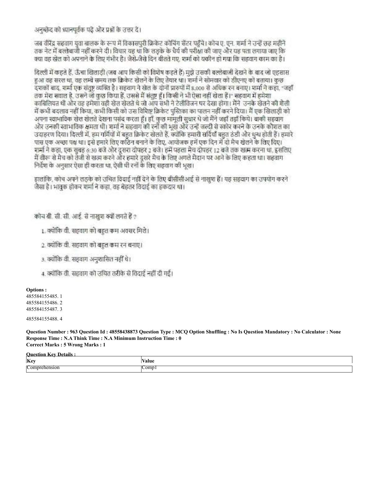 CUET 2023 English Hindi Shift 3 Question Papers - 02 Jul 2023 - Page 925