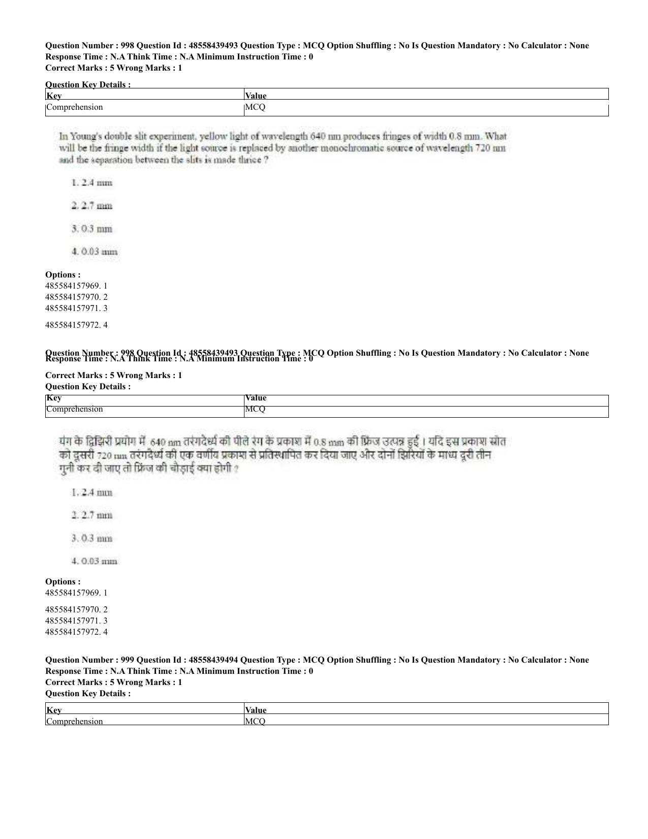 CUET 2023 English Hindi Shift 3 Question Papers - 02 Jul 2023 - Page 969