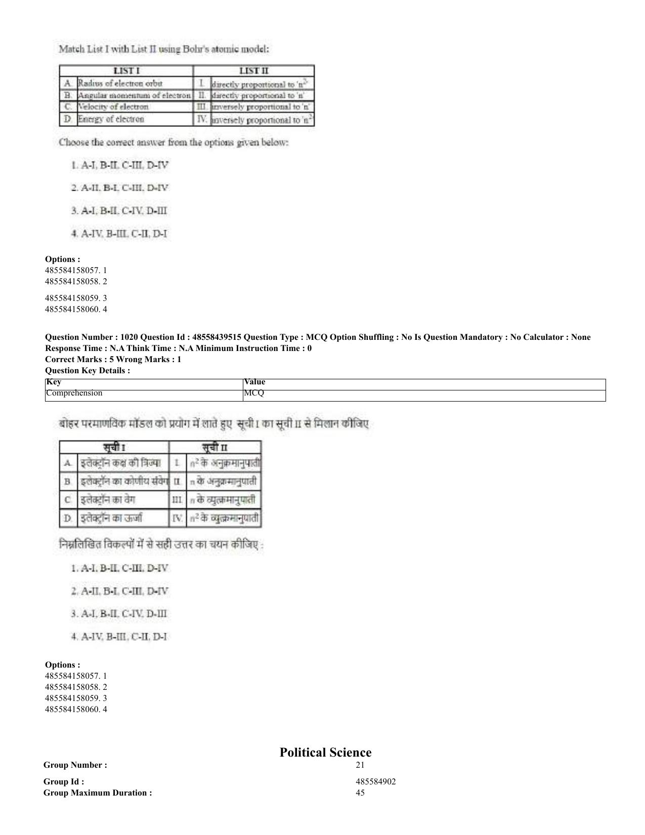 CUET 2023 English Hindi Shift 3 Question Papers - 02 Jul 2023 - Page 992