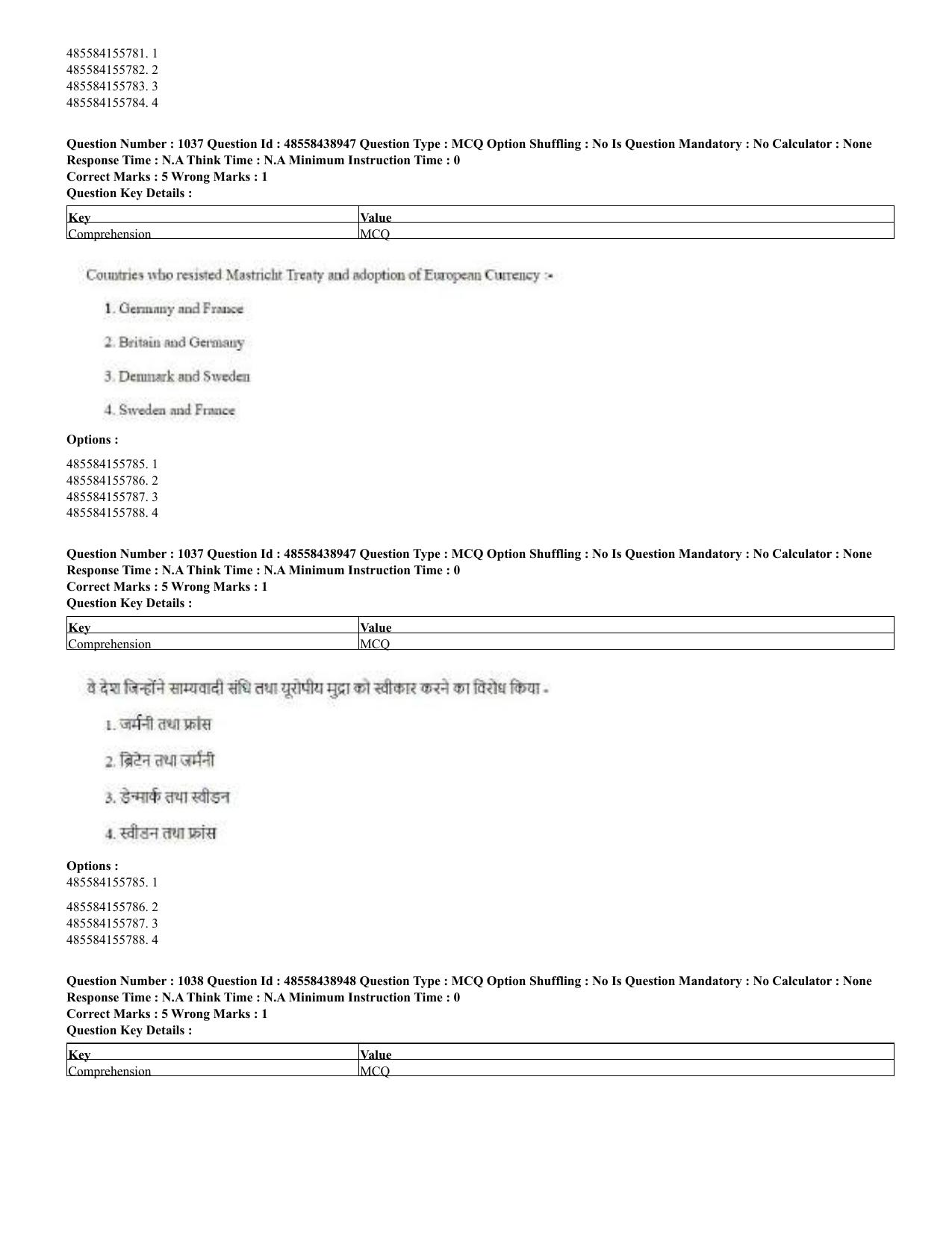 CUET 2023 English Hindi Shift 3 Question Papers - 02 Jul 2023 - Page 1008
