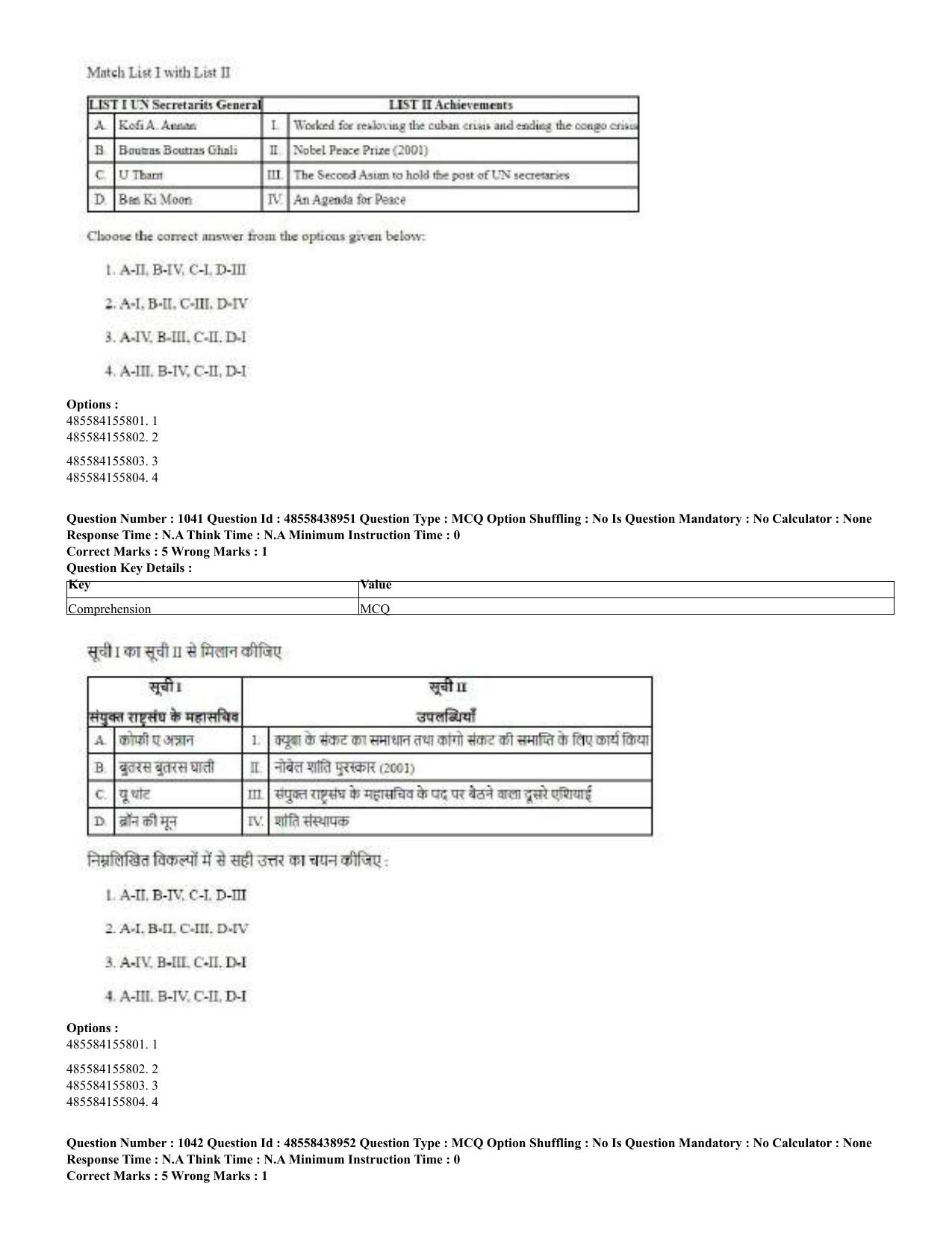 CUET 2023 English Hindi Shift 3 Question Papers - 02 Jul 2023 - Page 1012