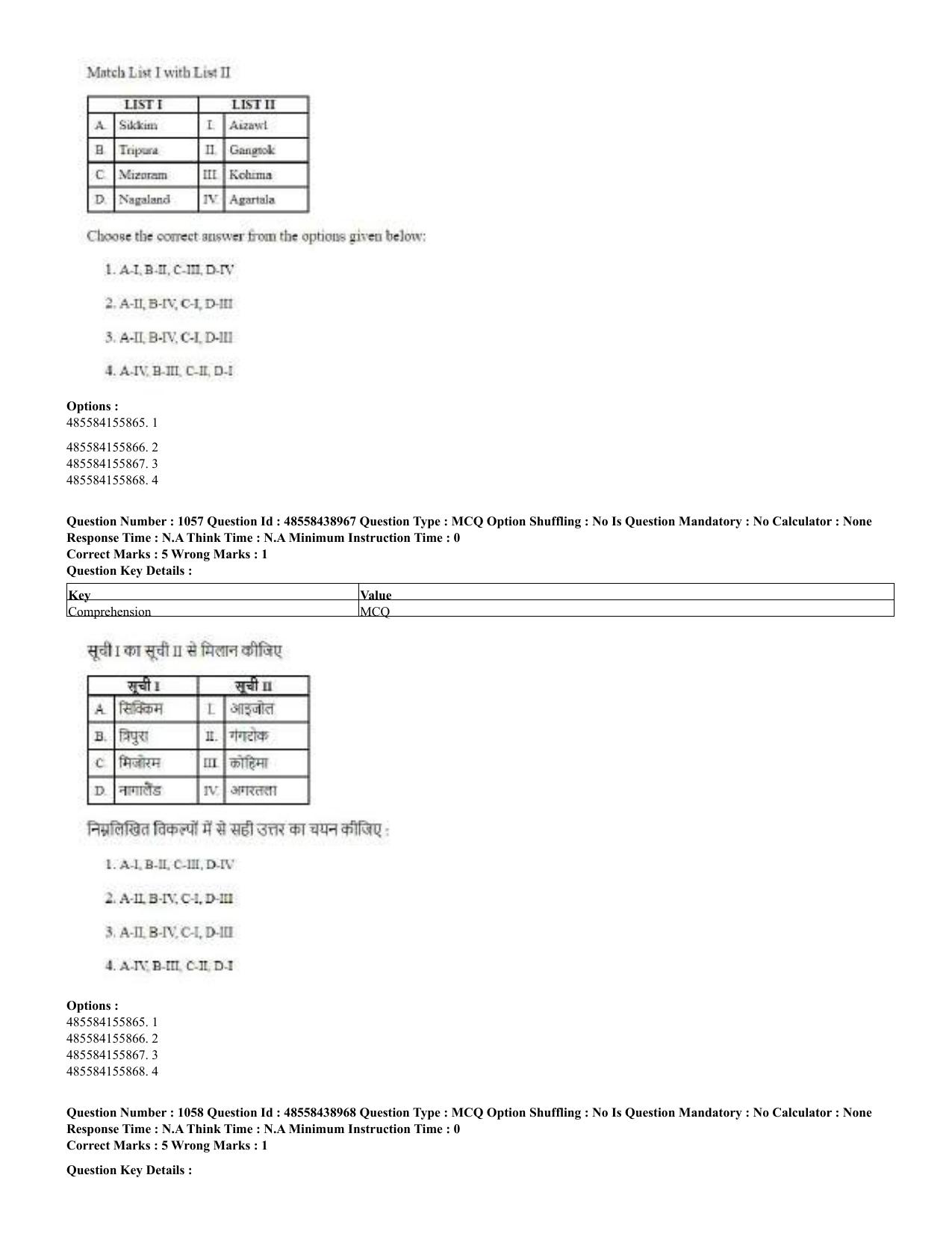 CUET 2023 English Hindi Shift 3 Question Papers - 02 Jul 2023 - Page 1026