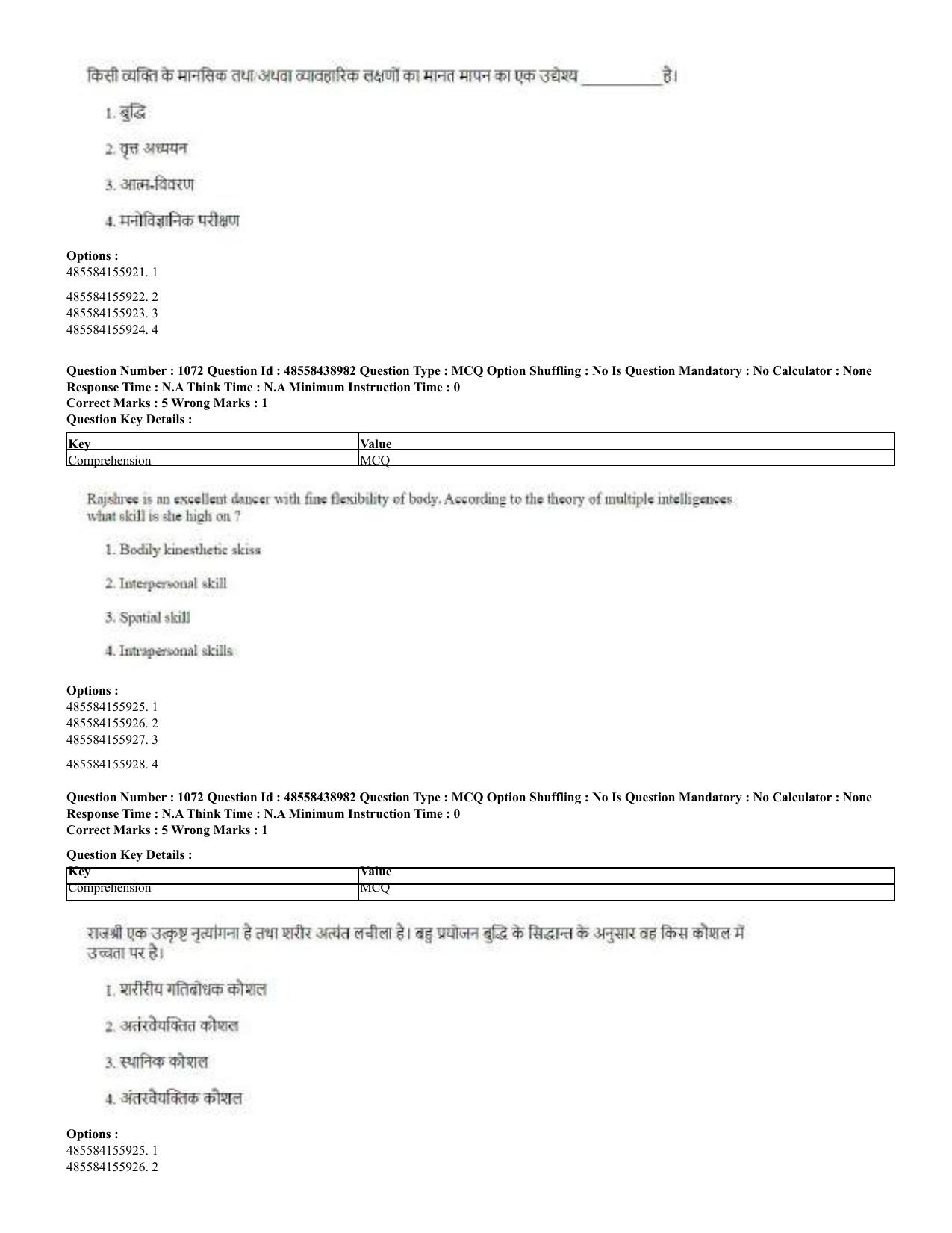 CUET 2023 English Hindi Shift 3 Question Papers - 02 Jul 2023 - Page 1043