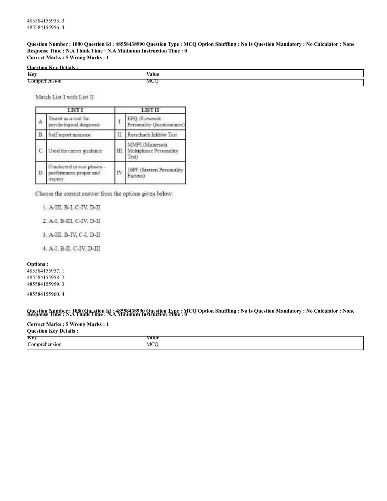 CUET 2023 English Hindi Shift 3 Question Papers - 02 Jul 2023 - Page 1050