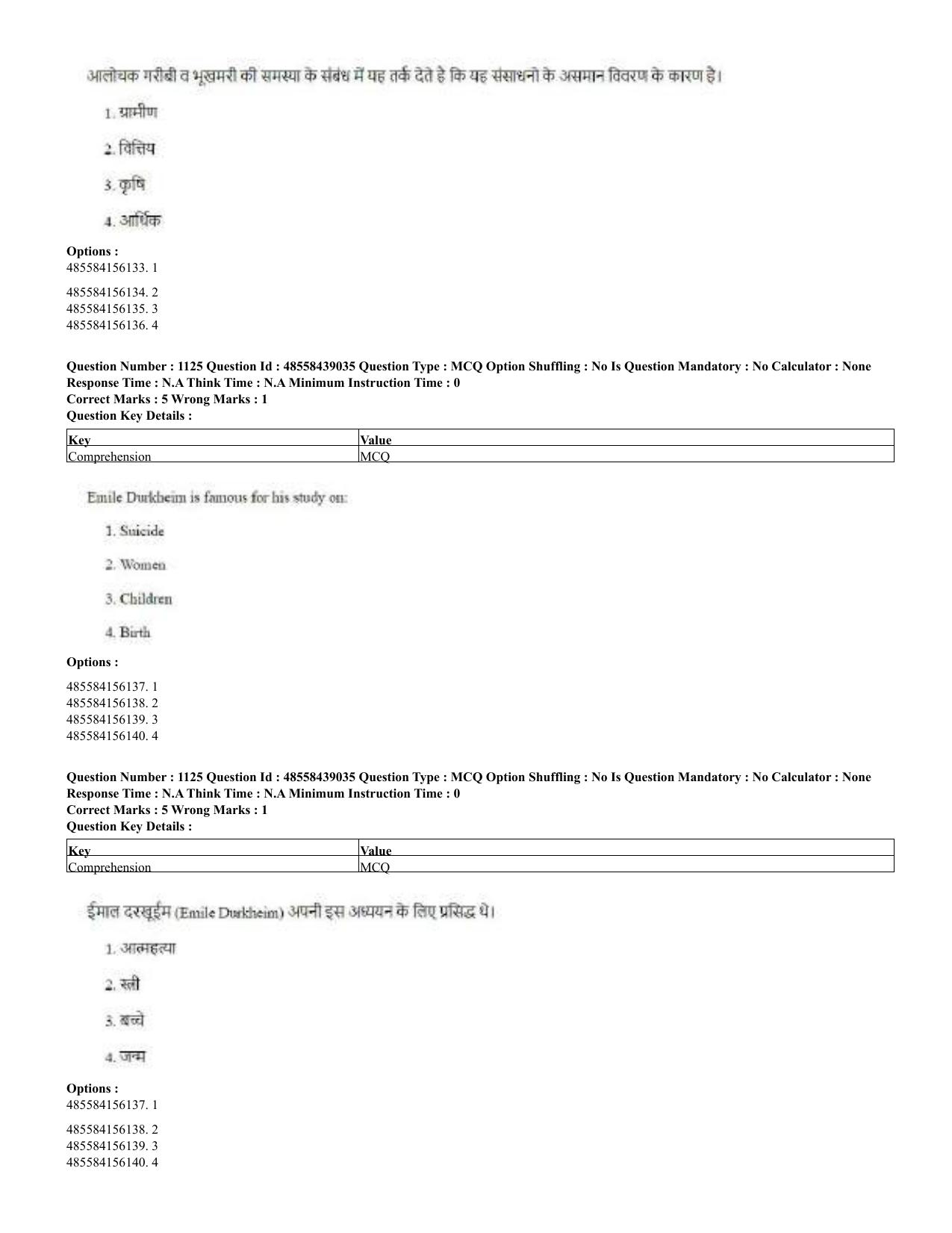CUET 2023 English Hindi Shift 3 Question Papers - 02 Jul 2023 - Page 1094