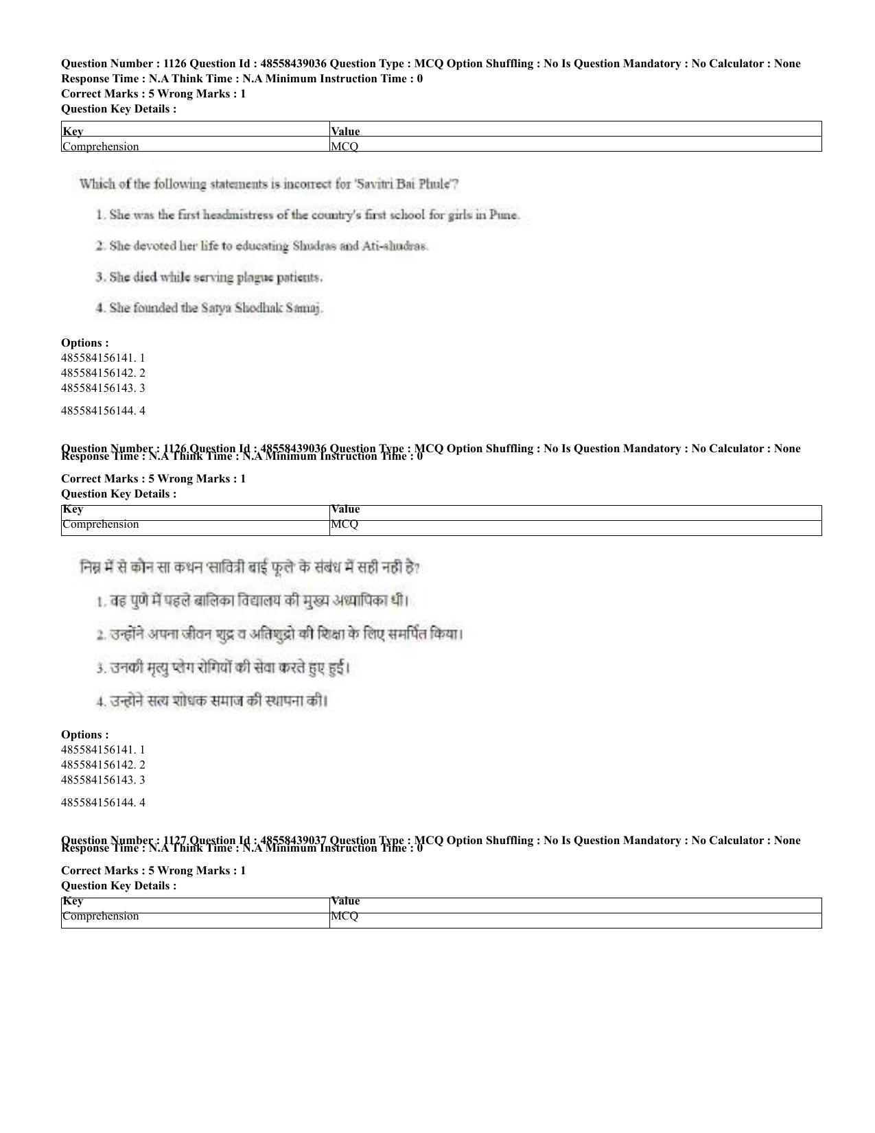 CUET 2023 English Hindi Shift 3 Question Papers - 02 Jul 2023 - Page 1095