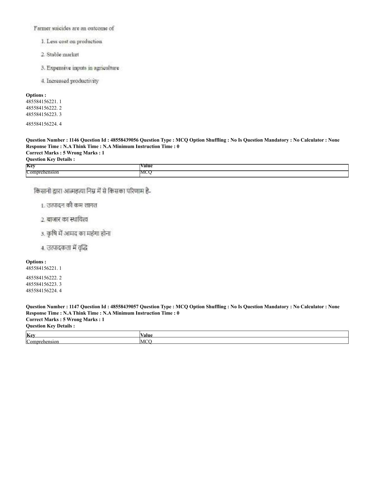 CUET 2023 English Hindi Shift 3 Question Papers - 02 Jul 2023 - Page 1114