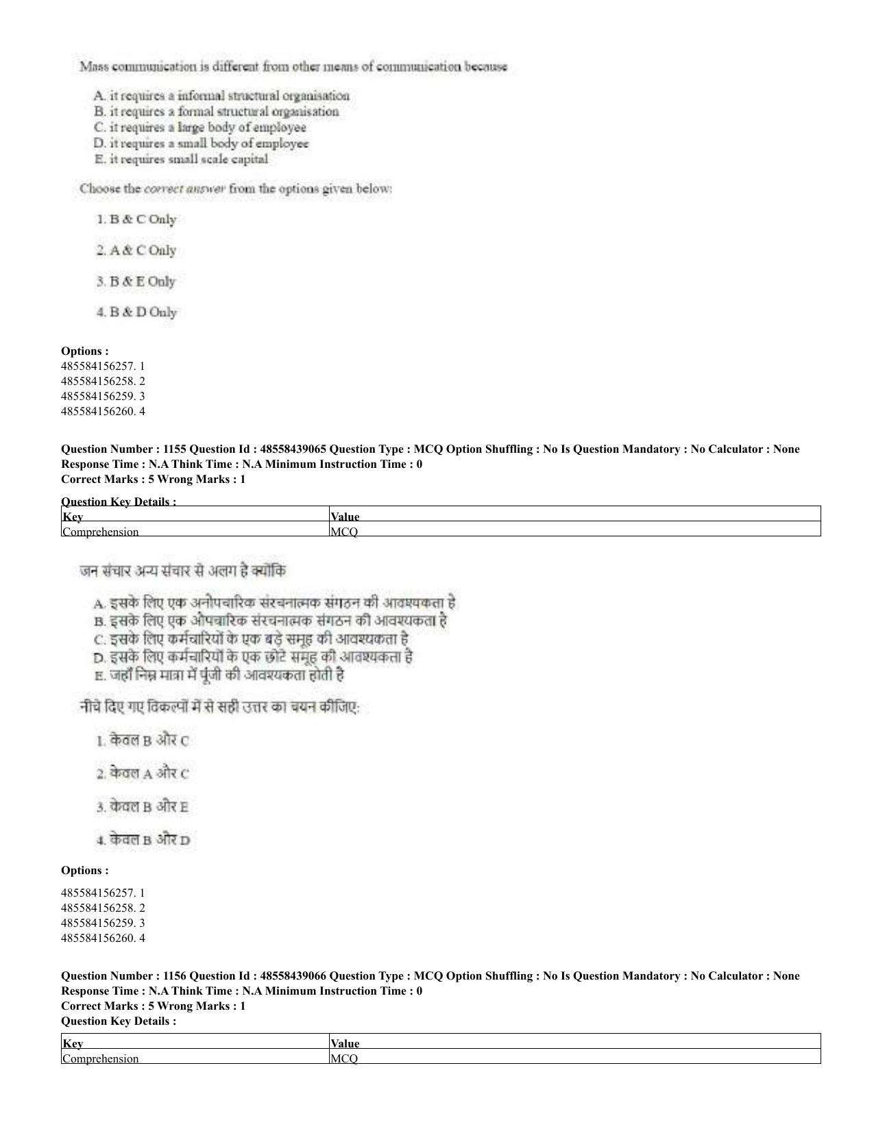 CUET 2023 English Hindi Shift 3 Question Papers - 02 Jul 2023 - Page 1122