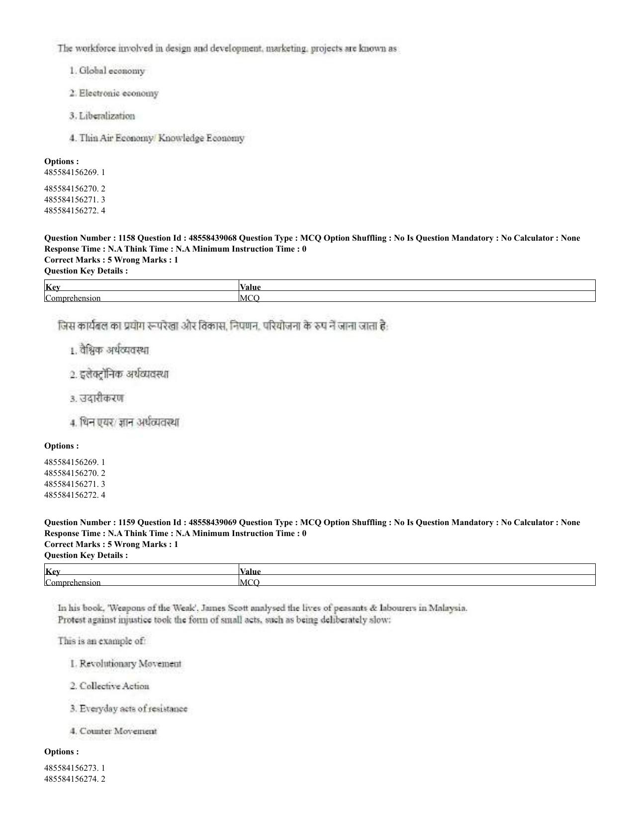 CUET 2023 English Hindi Shift 3 Question Papers - 02 Jul 2023 - Page 1125