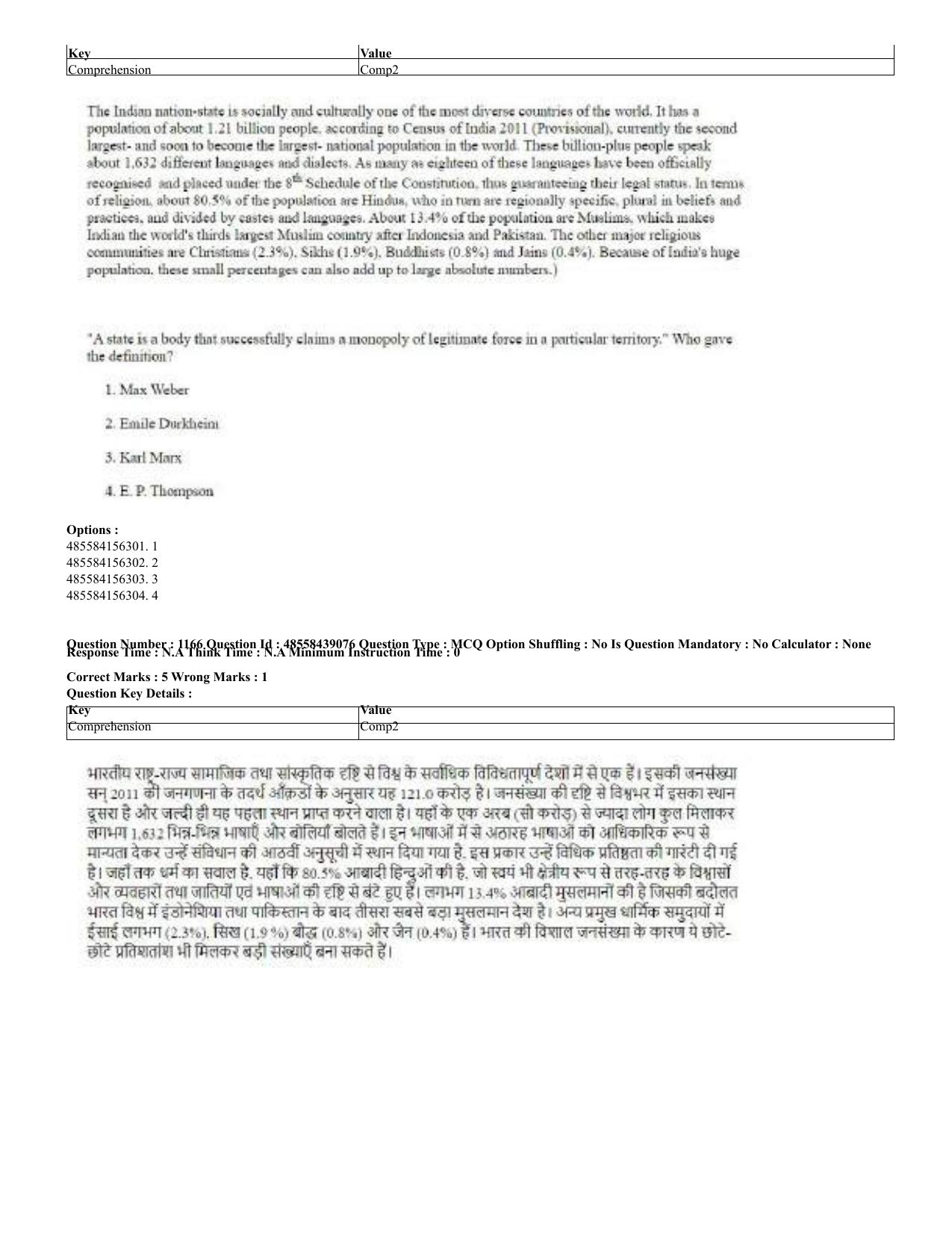 CUET 2023 English Hindi Shift 3 Question Papers - 02 Jul 2023 - Page 1138