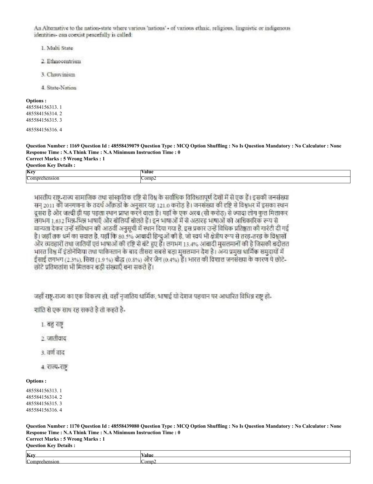 CUET 2023 English Hindi Shift 3 Question Papers - 02 Jul 2023 - Page 1142