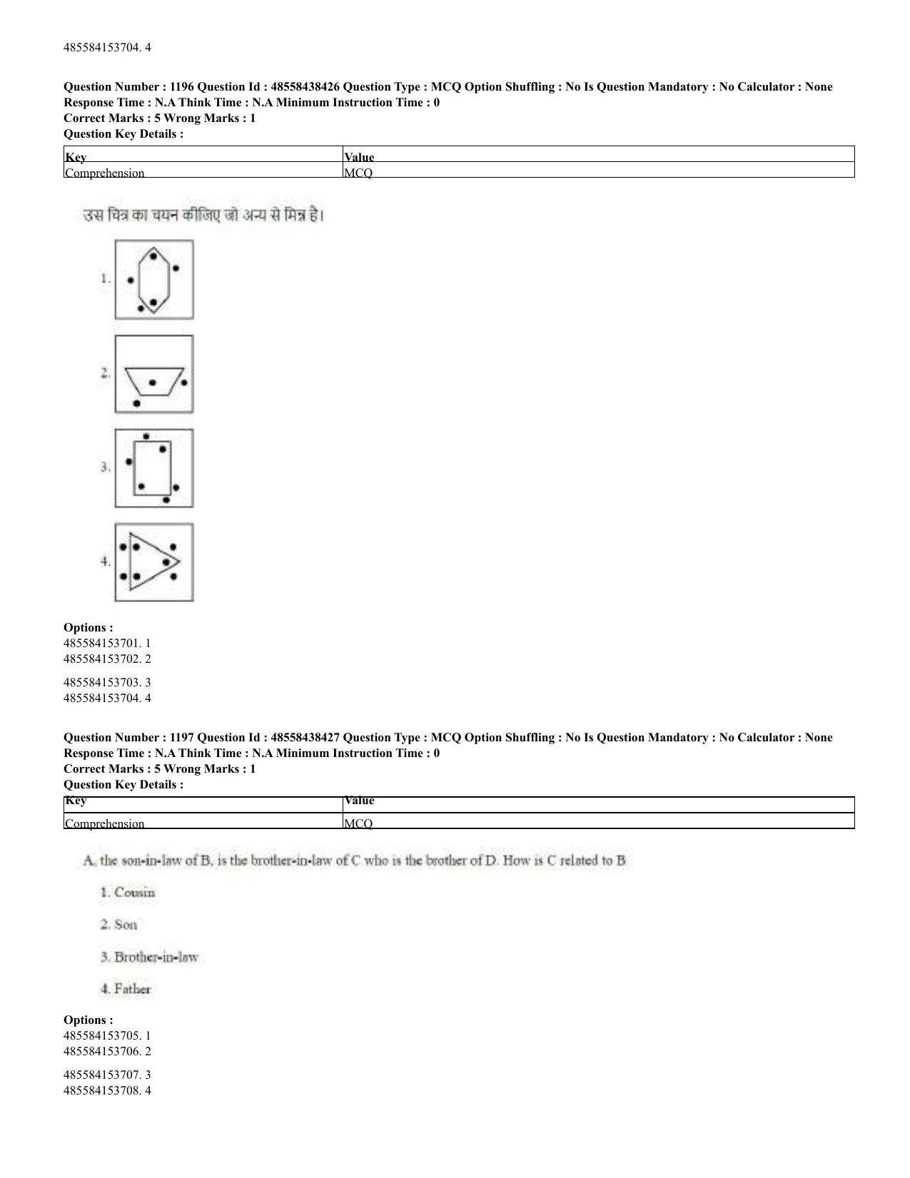 CUET 2023 English Hindi Shift 3 Question Papers - 02 Jul 2023 - Page 1166
