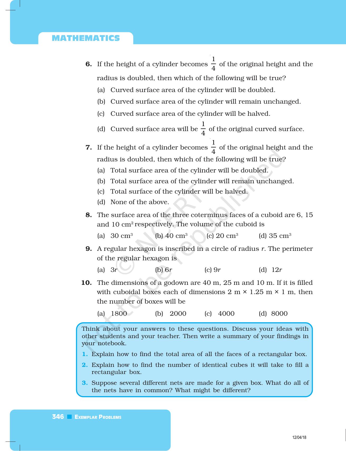 NCERT Exemplar Book for Class 8 Maths: Chapter 11- Mensuration - Page 10