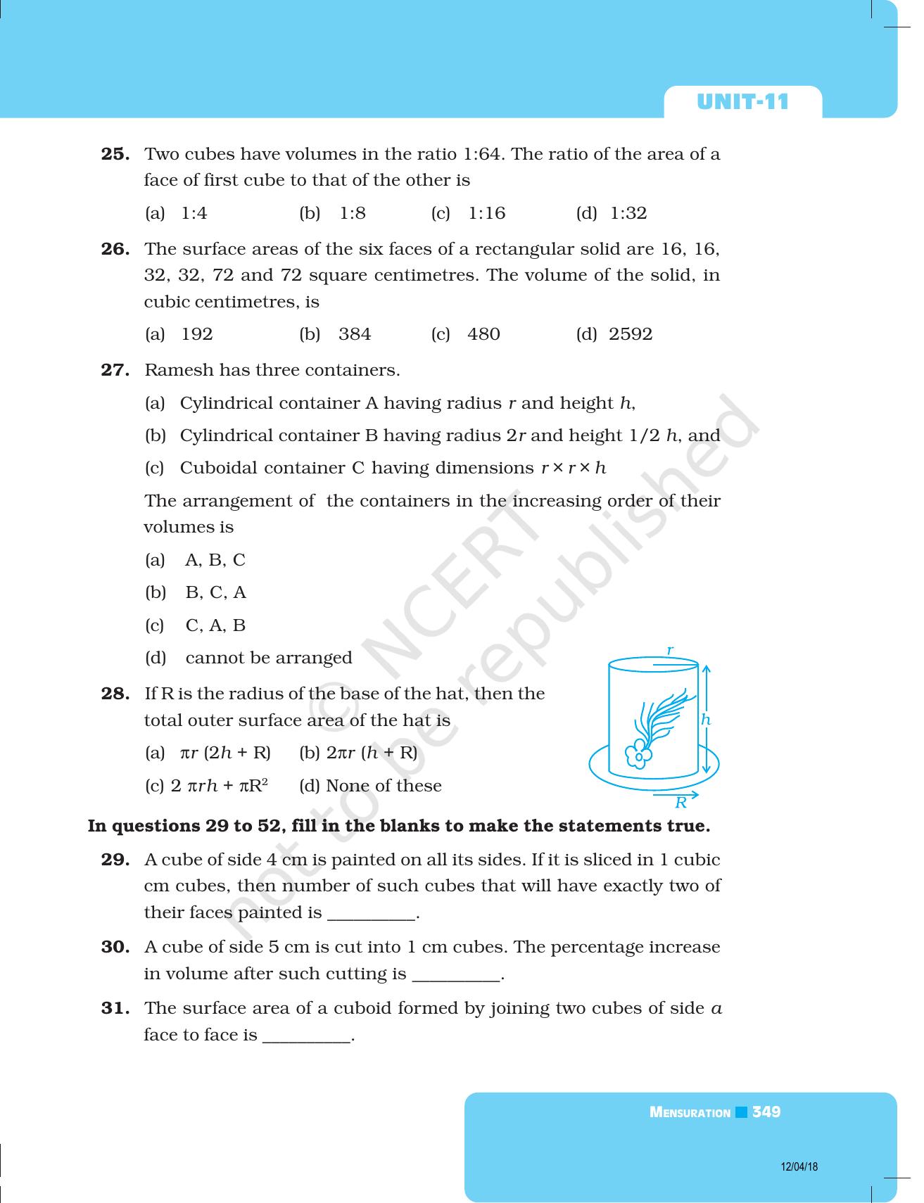 NCERT Exemplar Book for Class 8 Maths: Chapter 11- Mensuration - Page 13