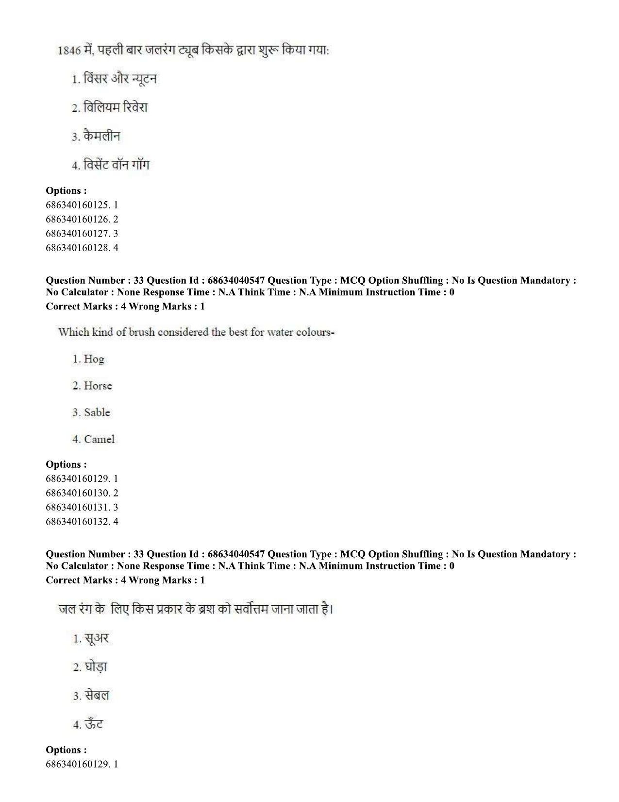 CUET PG 2023: HUQP15 – Painting (Hin) - Shift 3 (25-06-2023) Question Paper - Page 31