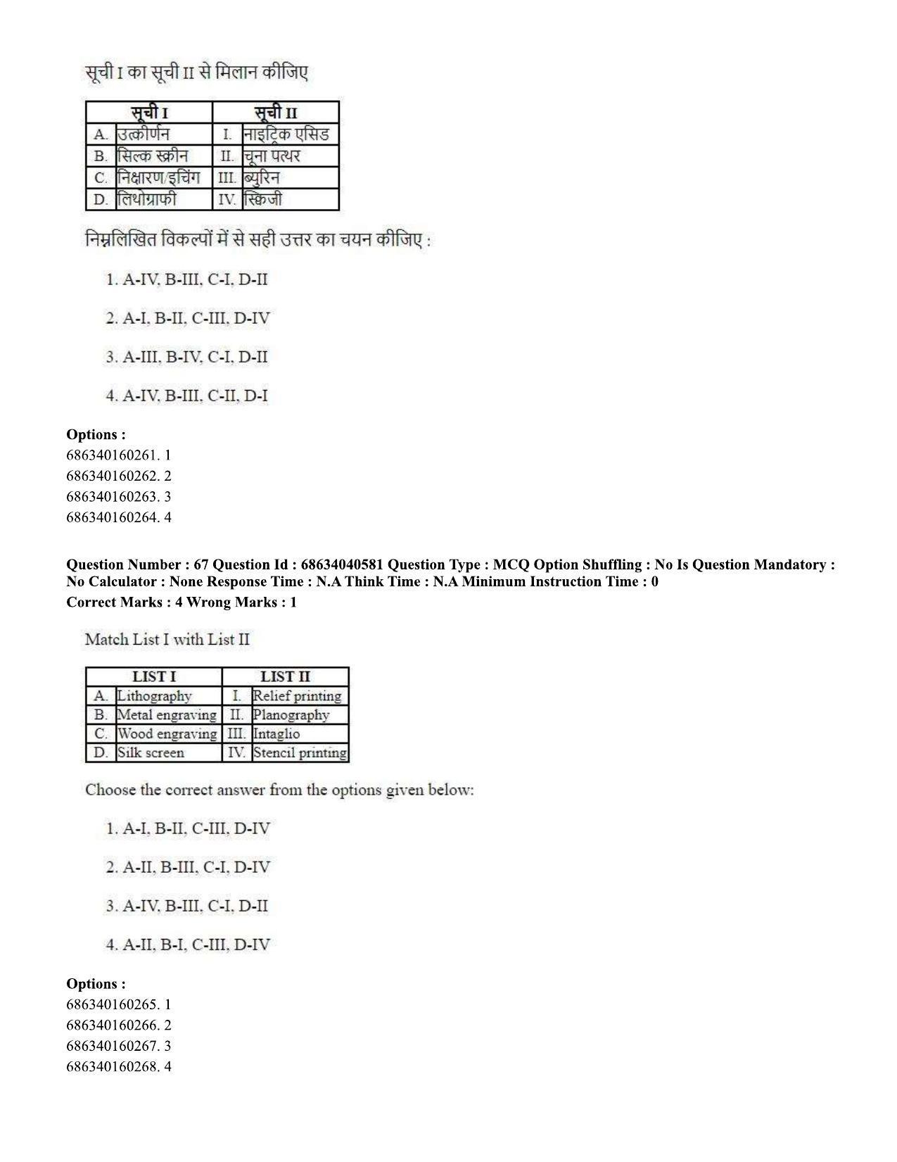CUET PG 2023: HUQP15 – Painting (Hin) - Shift 3 (25-06-2023) Question Paper - Page 59