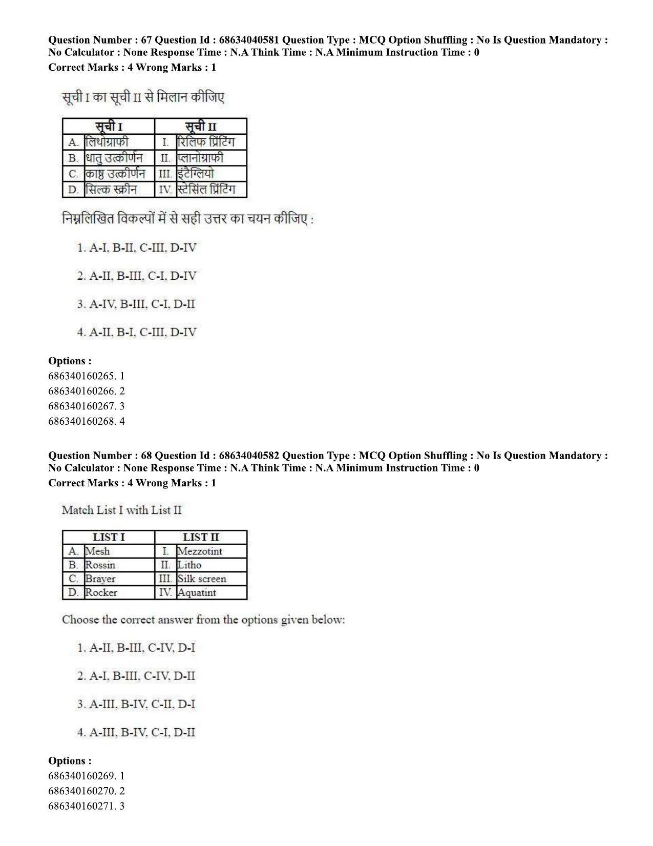 CUET PG 2023: HUQP15 – Painting (Hin) - Shift 3 (25-06-2023) Question Paper - Page 60
