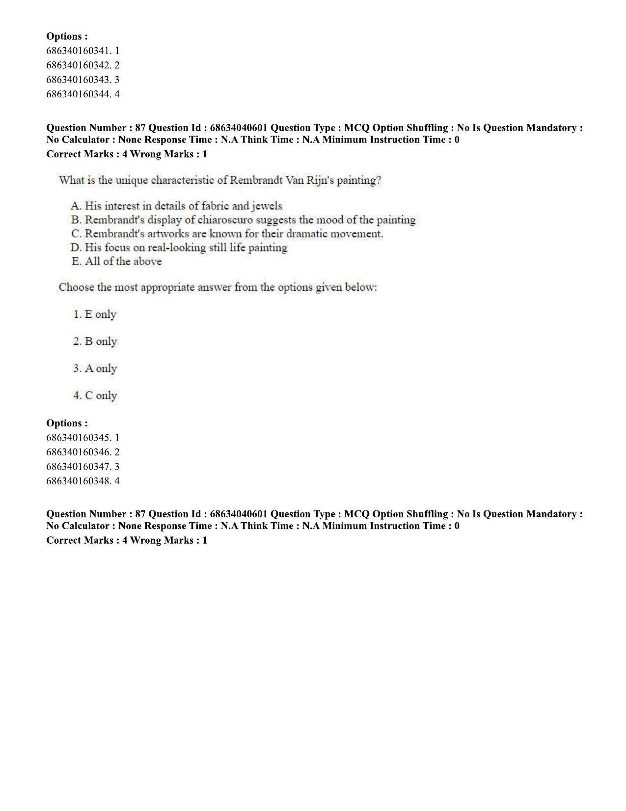 CUET PG 2023: HUQP15 – Painting (Hin) - Shift 3 (25-06-2023) Question Paper - Page 83