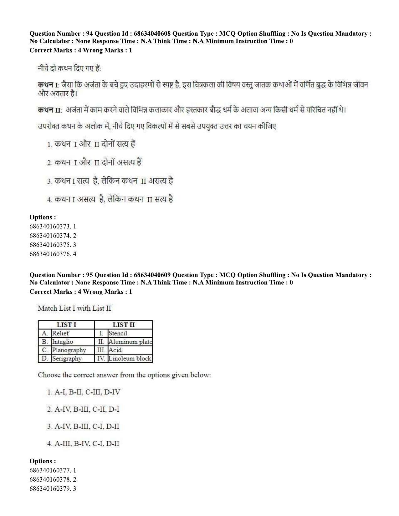 CUET PG 2023: HUQP15 – Painting (Hin) - Shift 3 (25-06-2023) Question Paper - Page 91