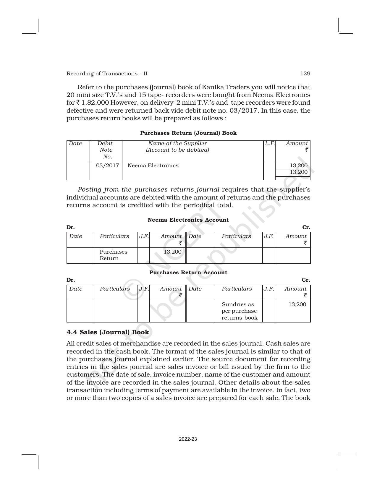 NCERT Book for Class 11 Accountancy (Part-I) Chapter 4 Recording of Transactions – II - Page 31