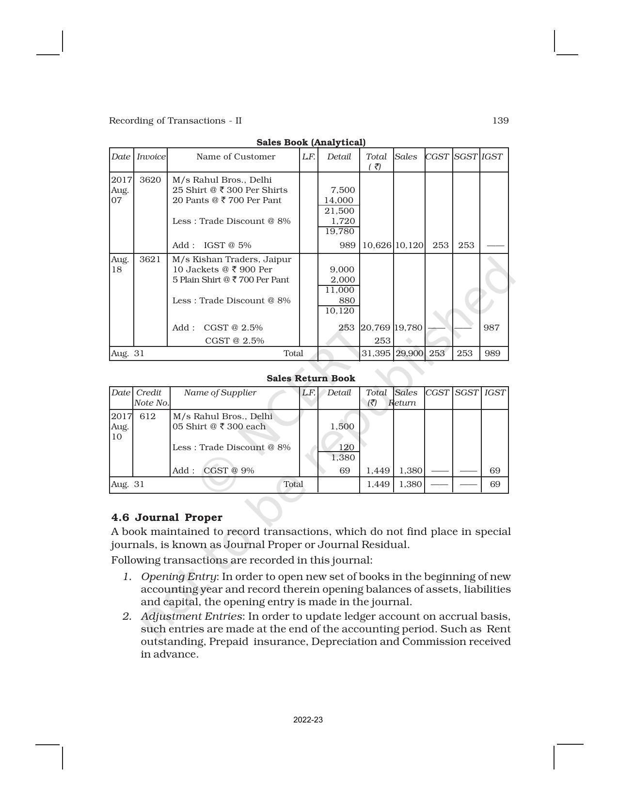NCERT Book for Class 11 Accountancy (Part-I) Chapter 4 Recording of Transactions – II - Page 41
