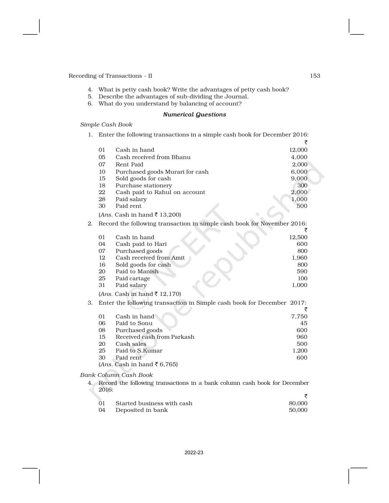 NCERT Book for Class 11 Accountancy (Part-I) Chapter 4 Recording of Transactions – II - Page 55