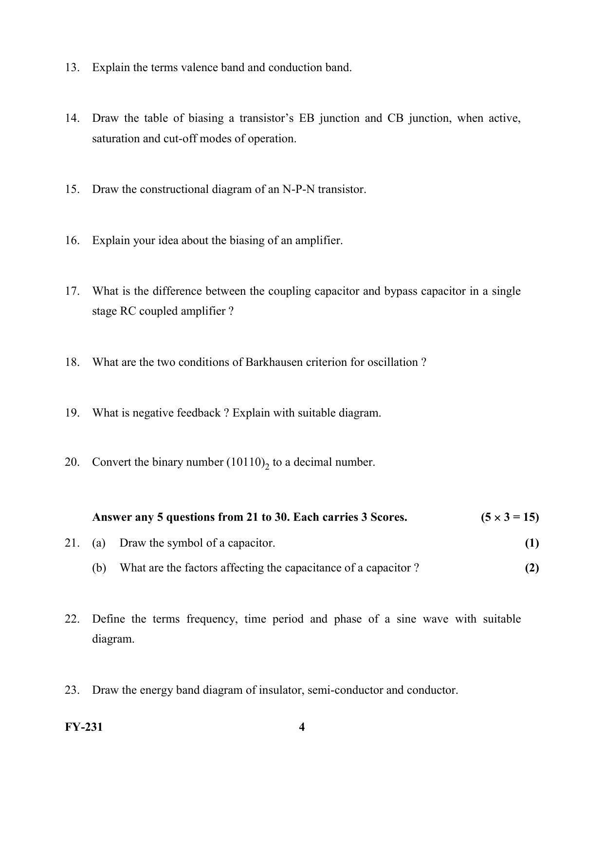 Kerala Plus One (Class 11th) Electronics Question Paper 2021 - Page 4