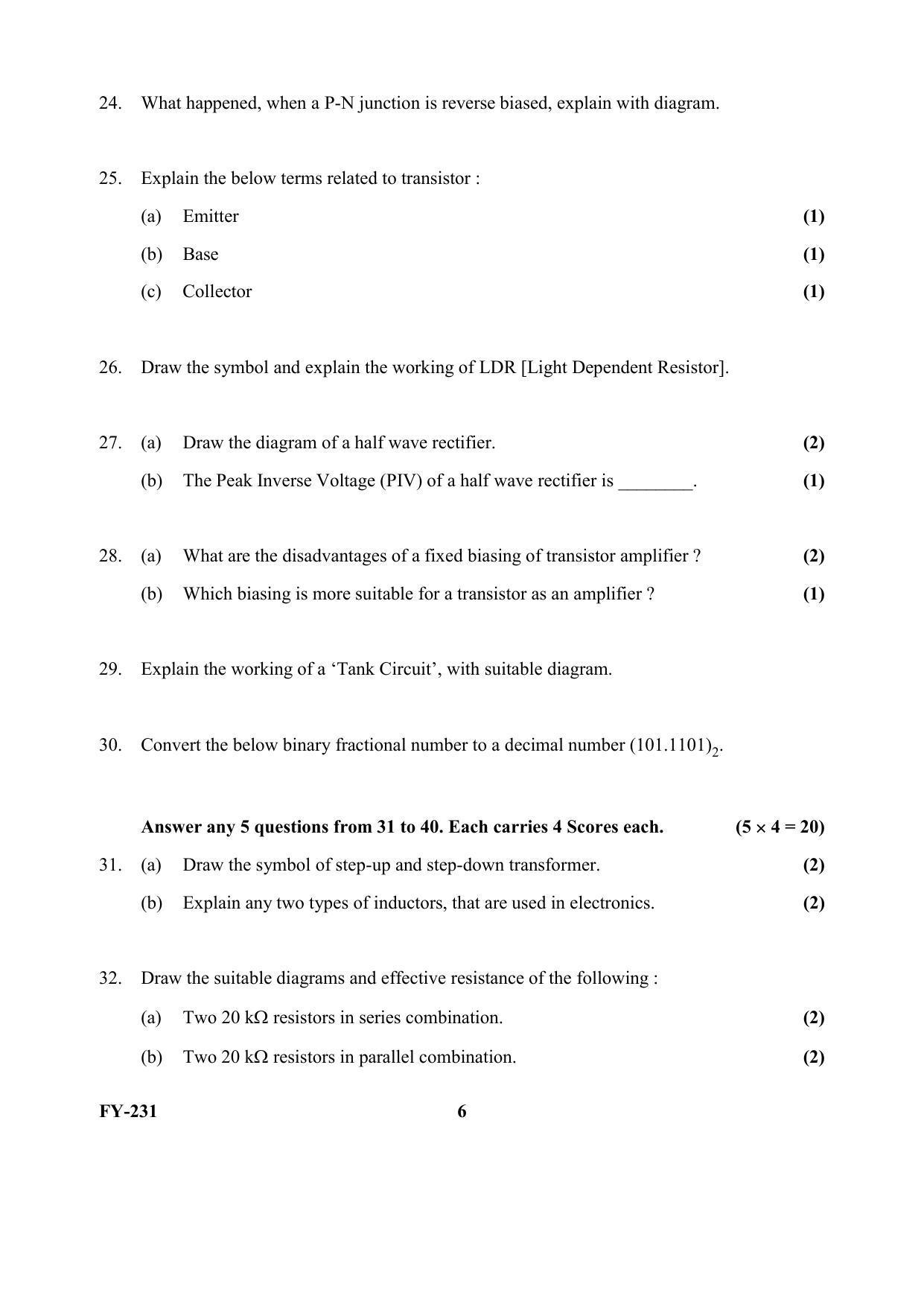 Kerala Plus One (Class 11th) Electronics Question Paper 2021 - Page 6