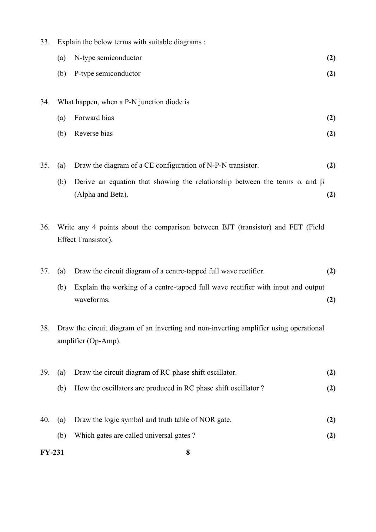 Kerala Plus One (Class 11th) Electronics Question Paper 2021 - Page 8