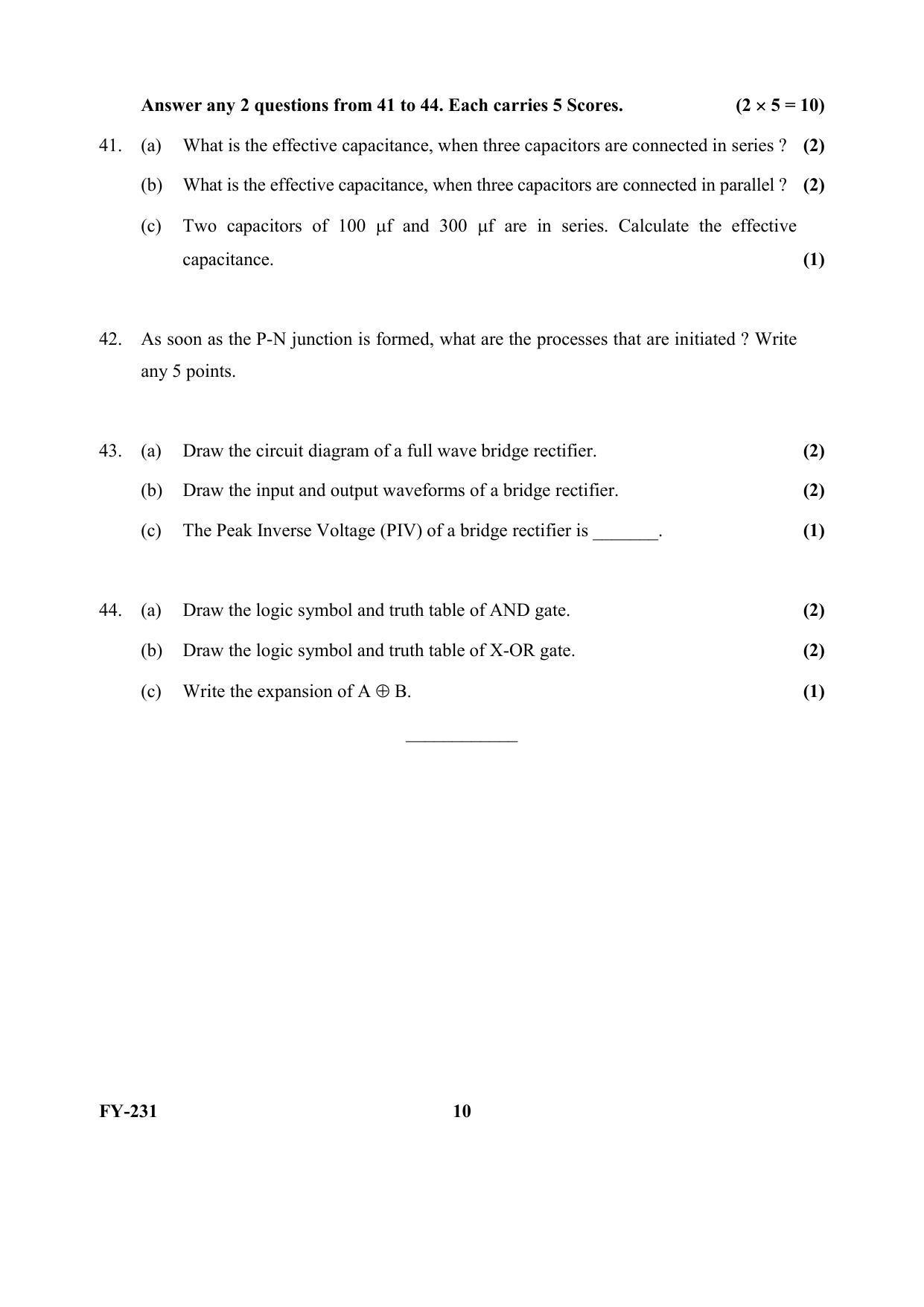 Kerala Plus One (Class 11th) Electronics Question Paper 2021 - Page 10