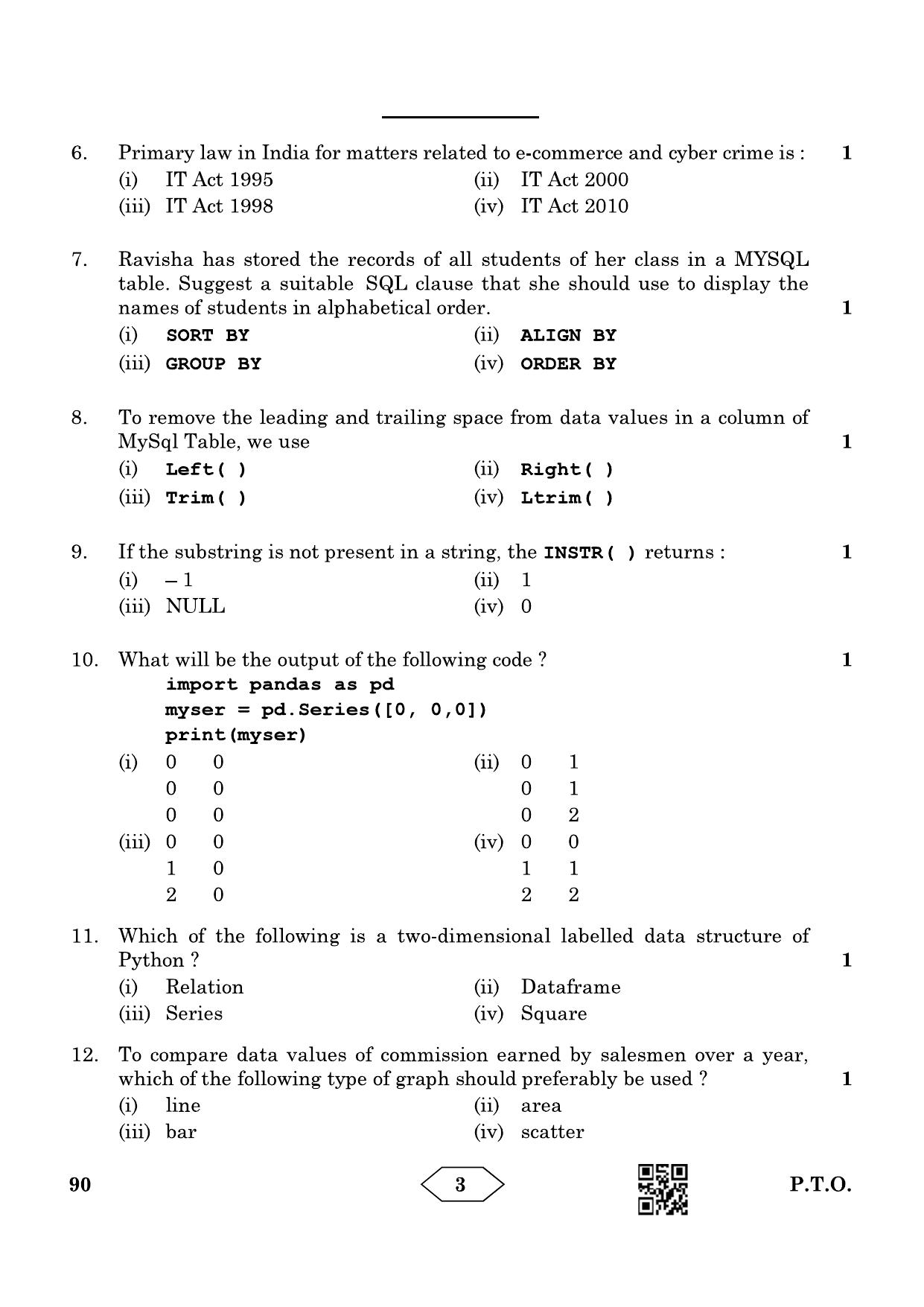 CBSE Class 12 90_Informatics Practices 2023 Question Paper - Page 3